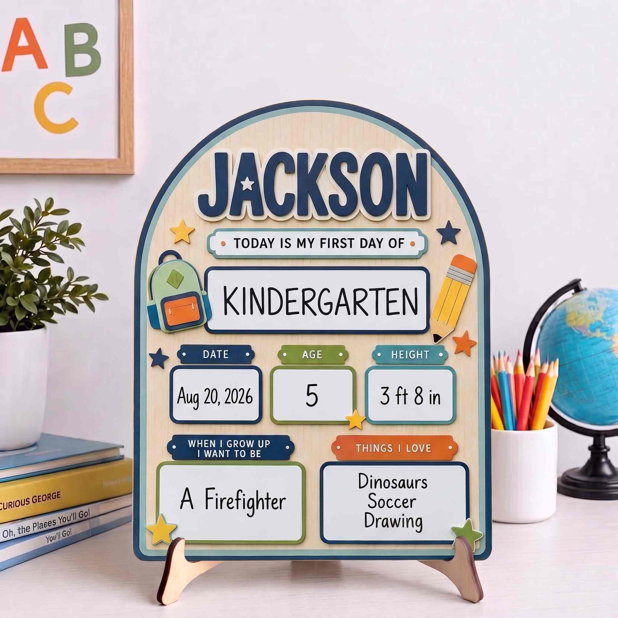Personalized Modern Classroom Style First & Last Day School Sign, Reusable Dry Erase Board, Back to School Sign