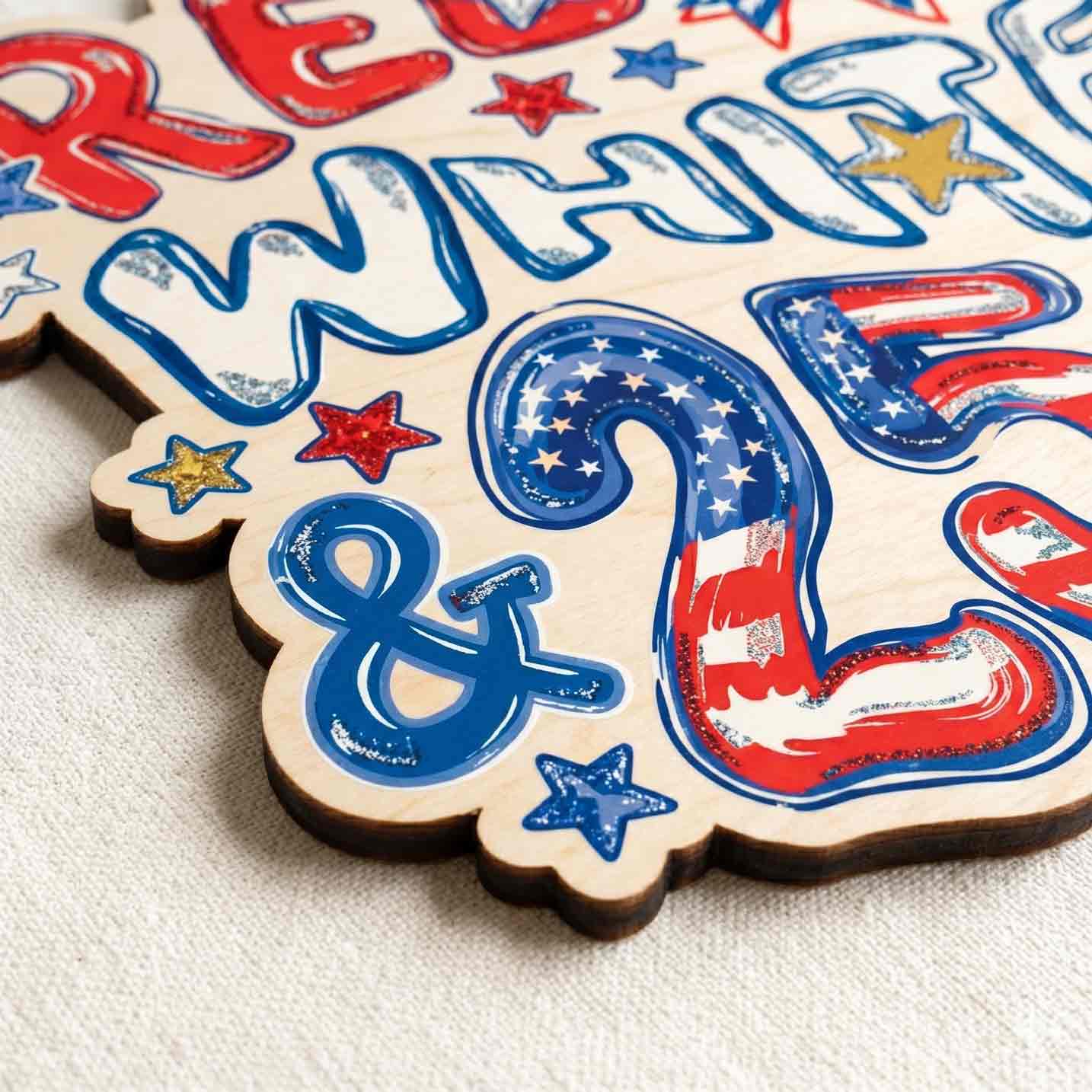 Red White and 250 Wooden Sign Patriotic America 250 Celebration Decor