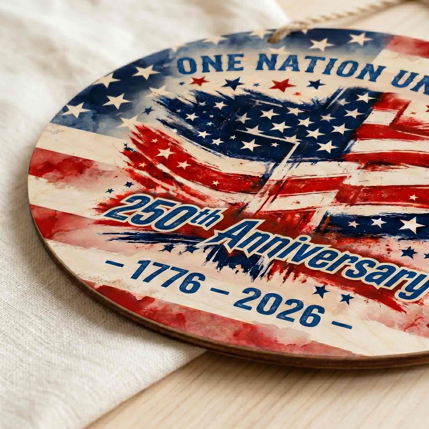 One Nation Under God 250th Anniversary Cross Wooden Sign