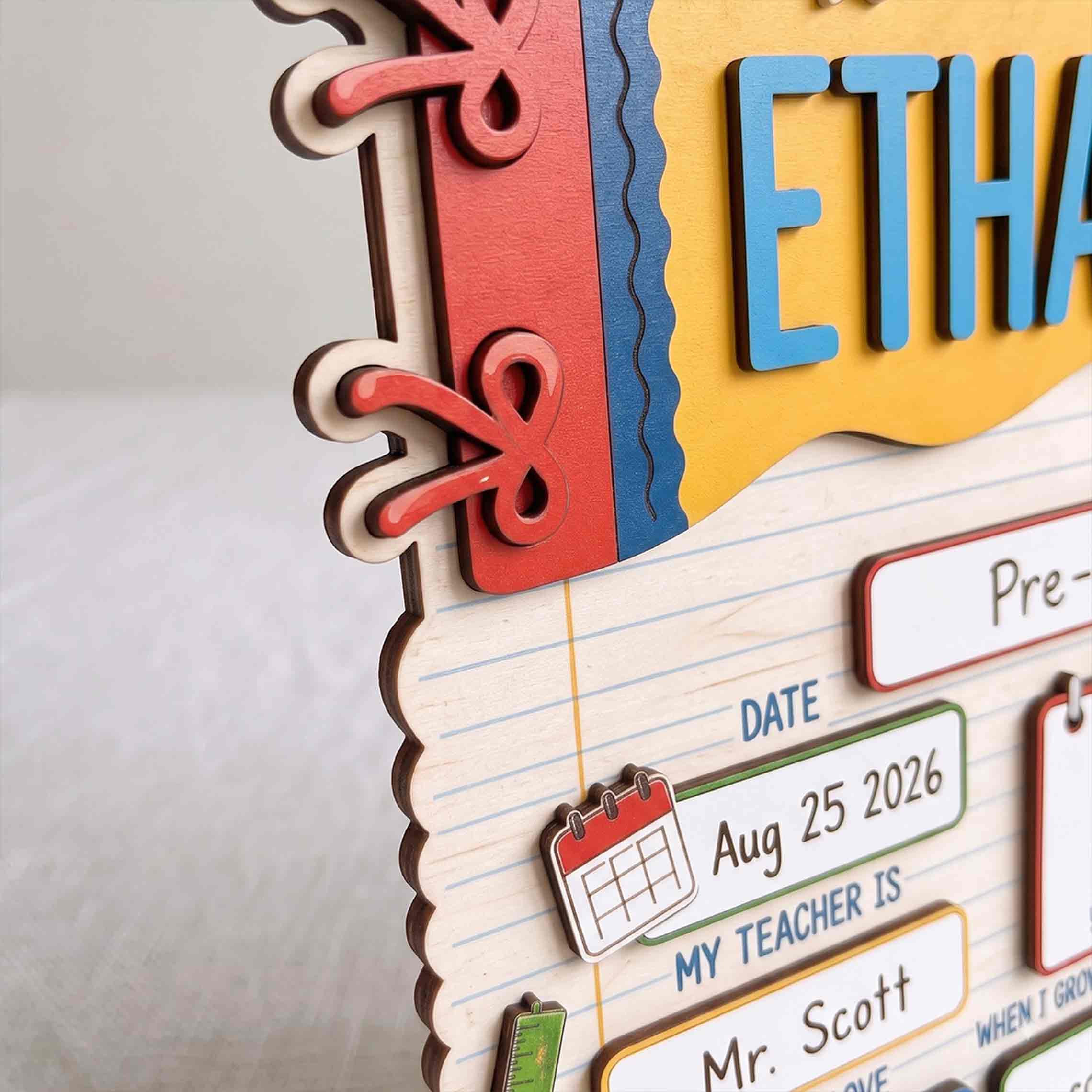 Personalized Colorful Pencil Theme First & Last Day School Sign, Reusable Dry Erase Board, Back to School Sign