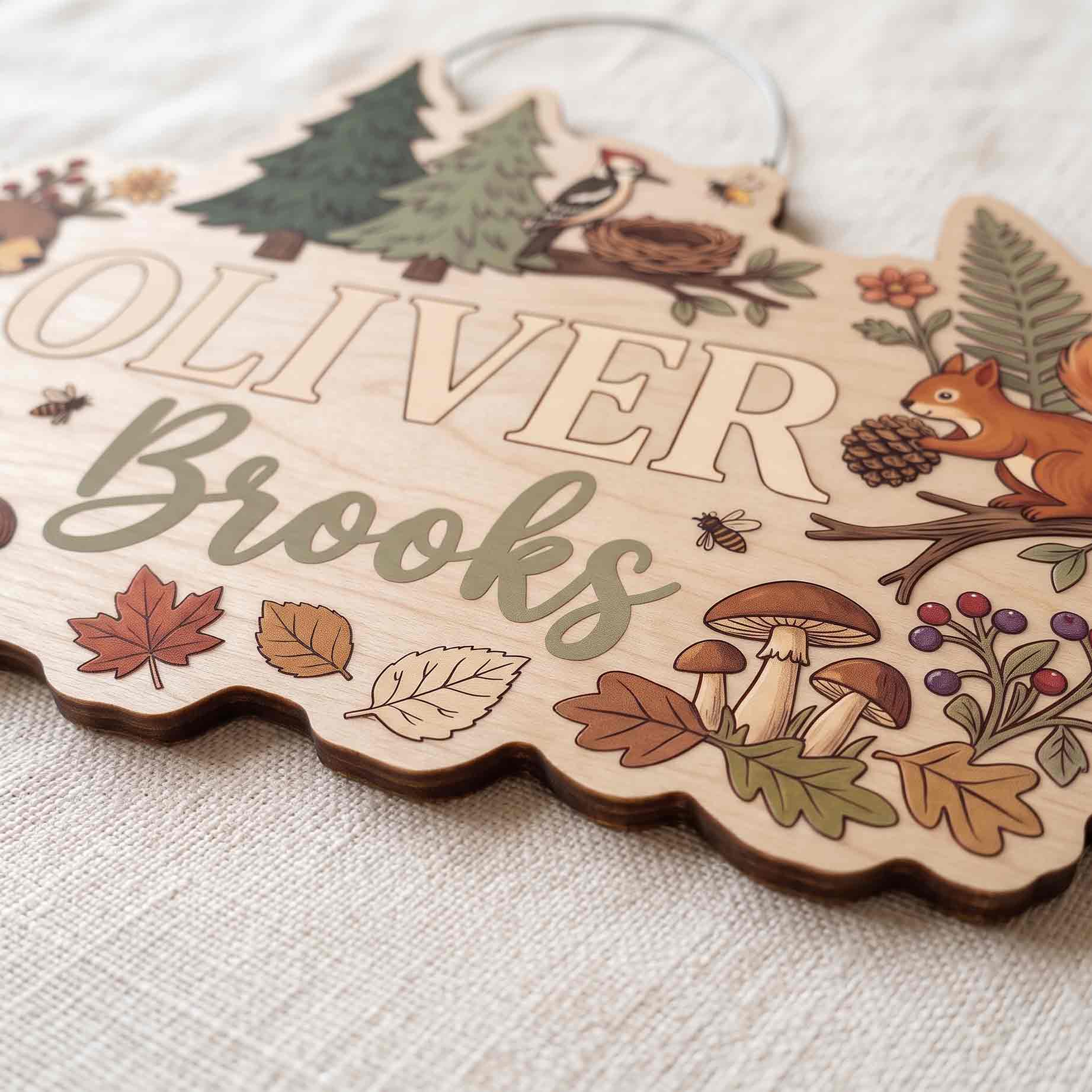 Personalized Woodland Animals Name Wooden Sign
