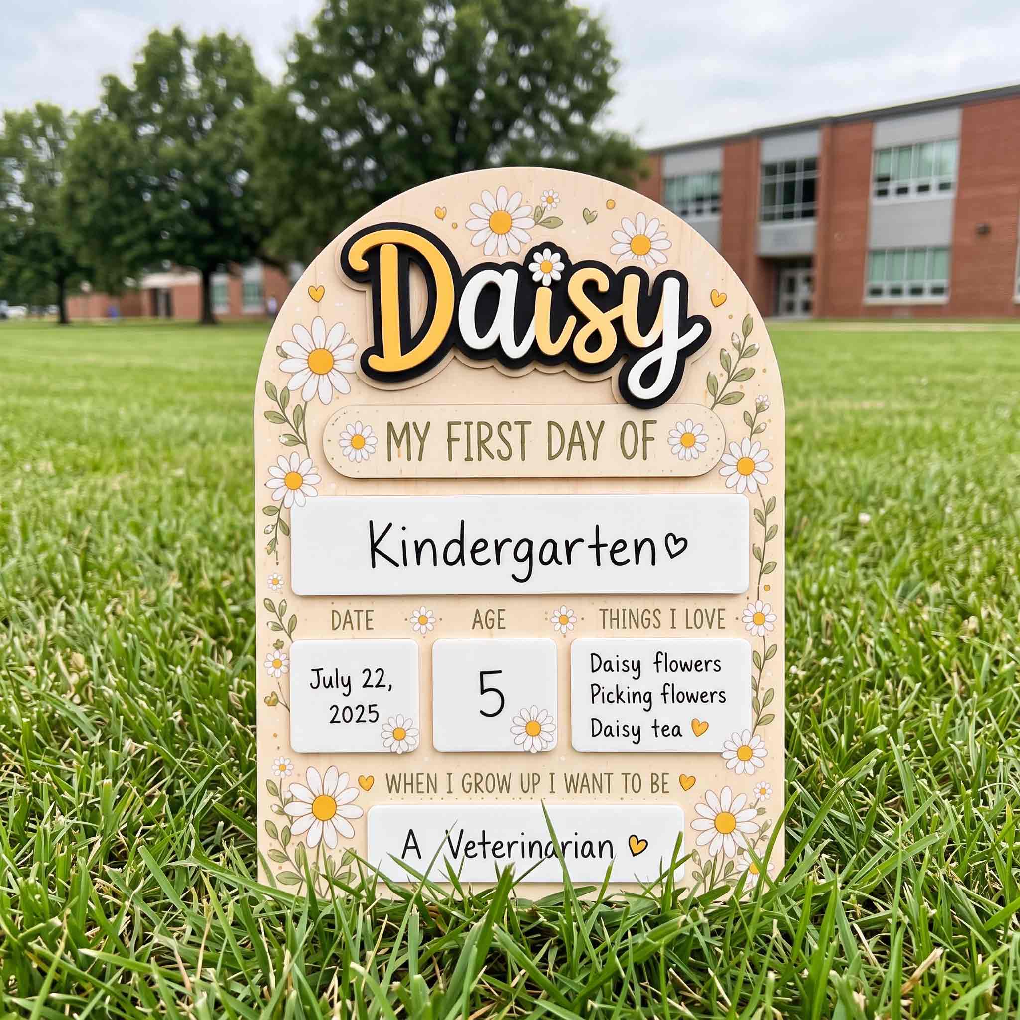 Personalized Daisy Flowers Theme First & Last Day School Sign, Reusable Dry Erase Board, Back to School Sign