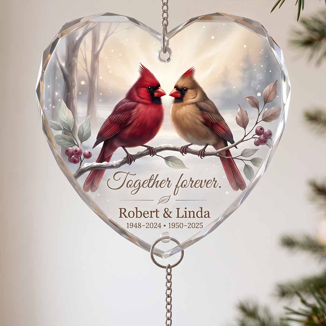 Heart Glass Ornament With Crystal Charm