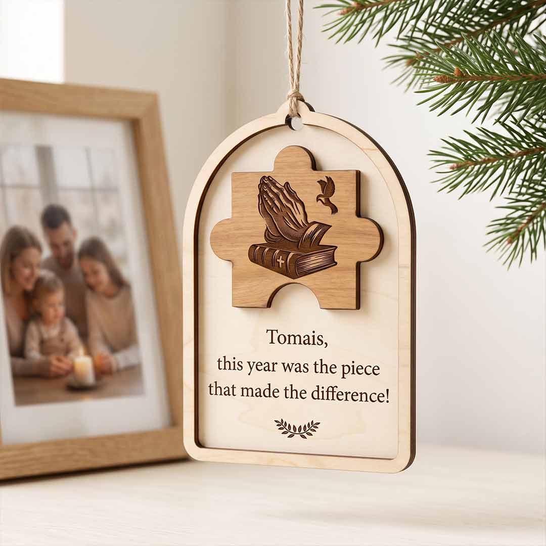 You Made The Difference Puzzle Piece Personalized Custom Name Message Retirement 2-Layer Wooden Christmas Ornament Appreciation Gift for Retirees