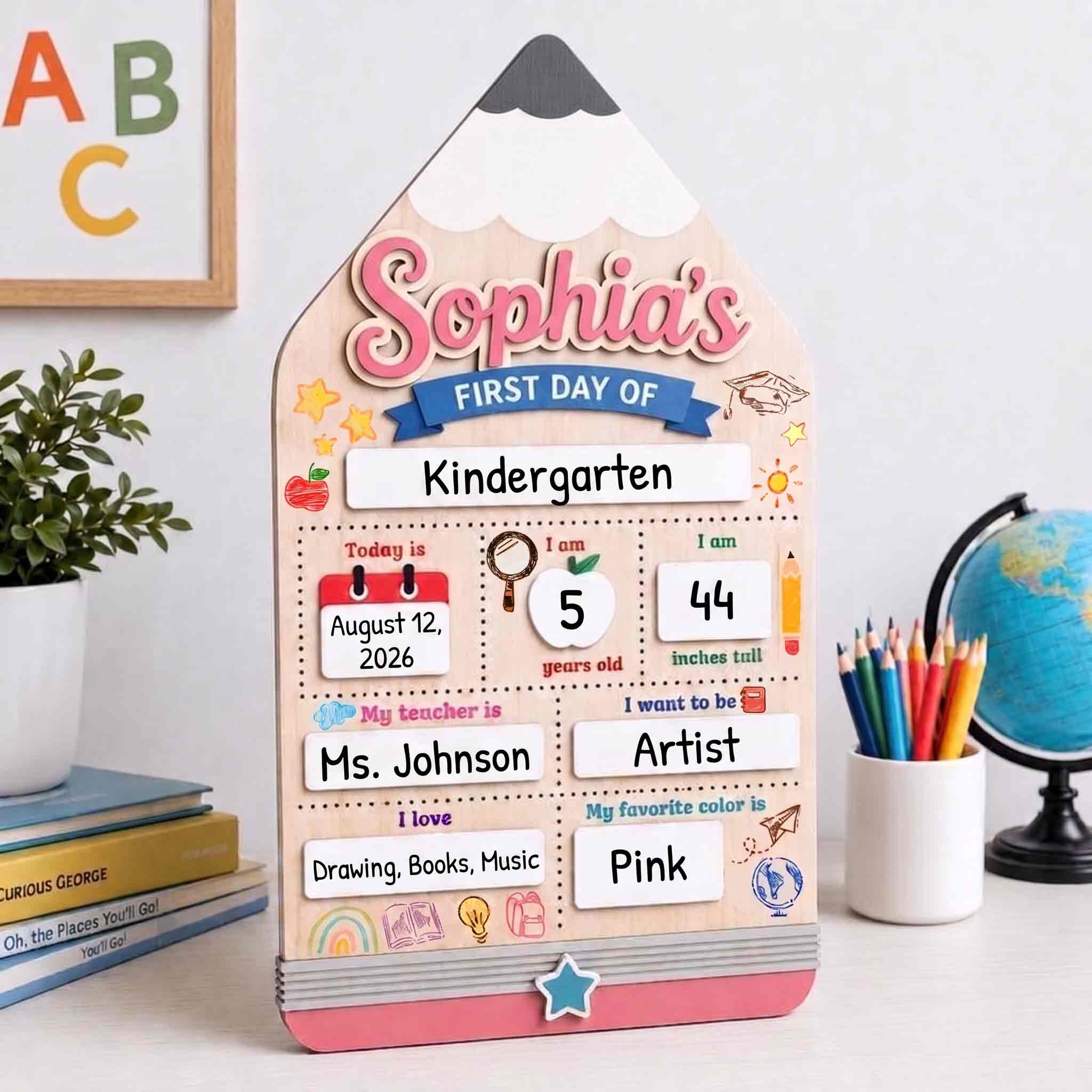 Personalized Giant Pencil First Day School Board, Reusable Dry Erase Board, Back to School Sign
