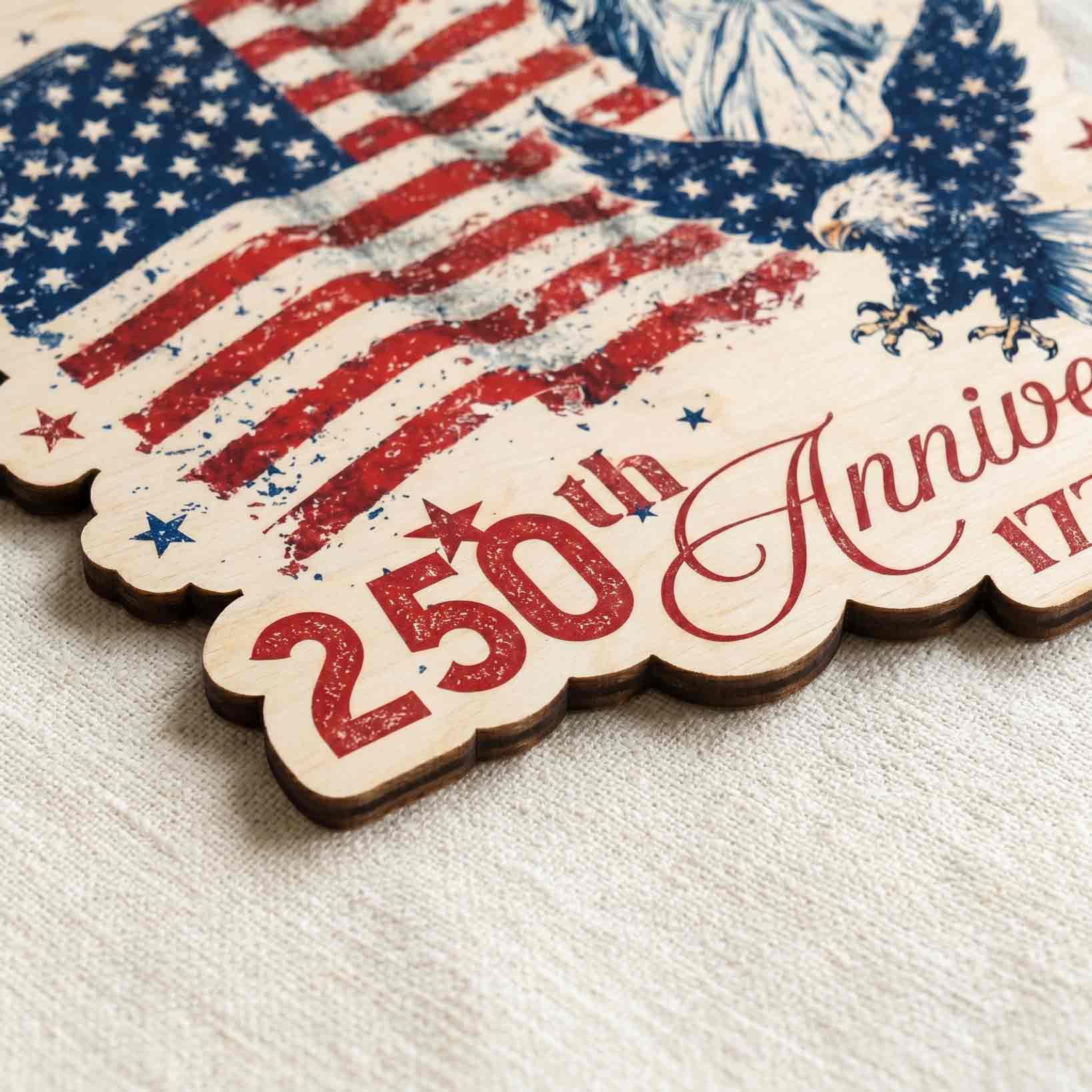 United States Of America 250th Anniversary Wooden Hanging Sign Patriotic Decor 1776-2026