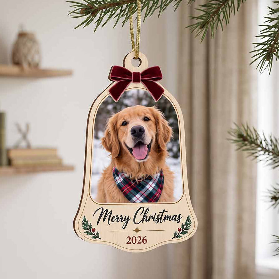 Family Christmas Polaroid Photo Collage Personalized Custom Name Date Photo Family 1-Layer Wooden Christmas Ornament for Family Members Gift