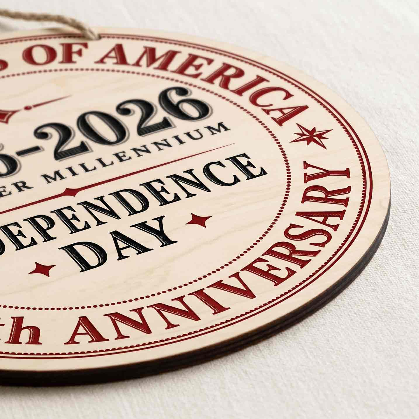 United States Of America Quarter Millennium Independence Day 250th Anniversary Decor Wooden Sign