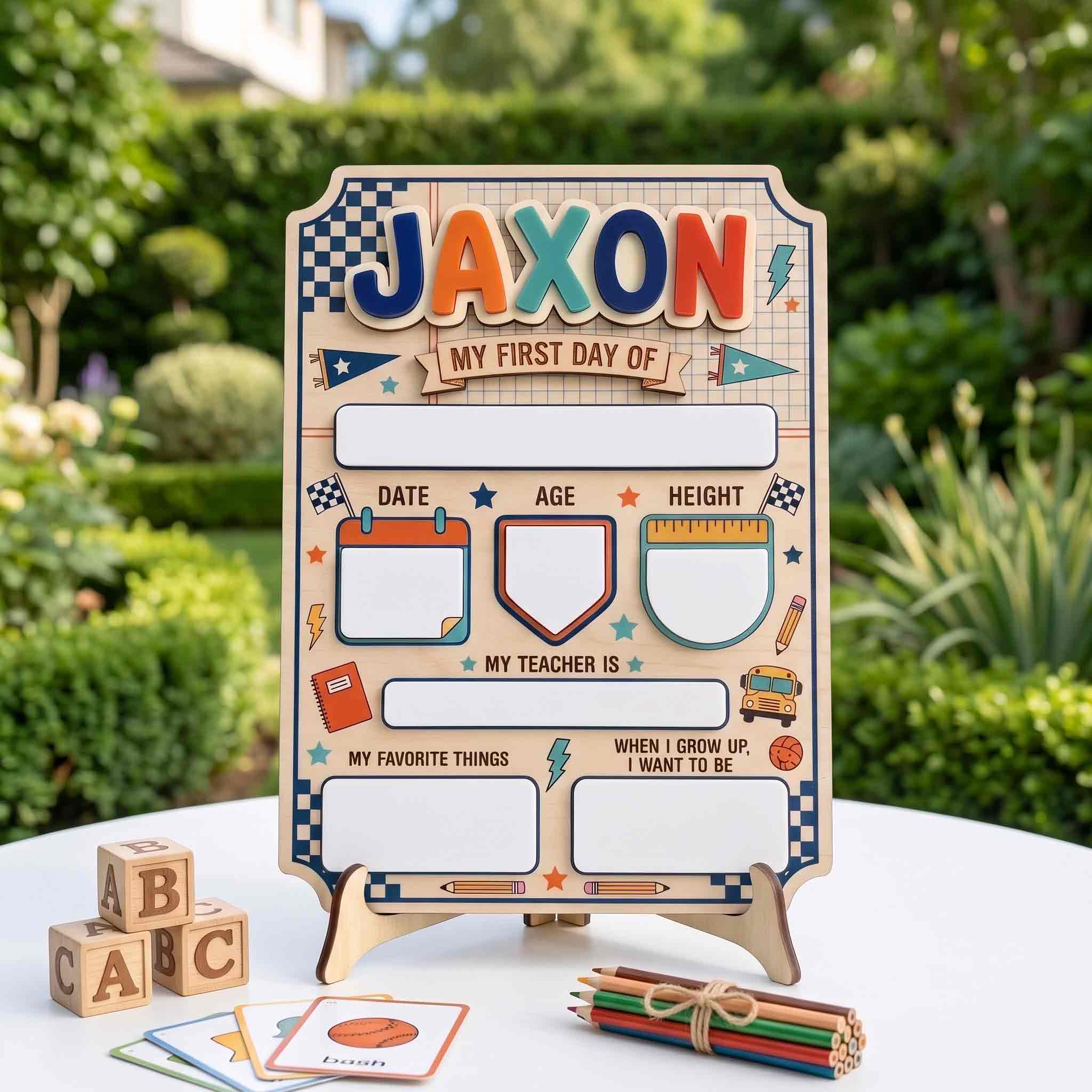 Personalized Vintage Campus Vibe First & Last Day School Sign, Reusable Dry Erase Board, Back to School Sign