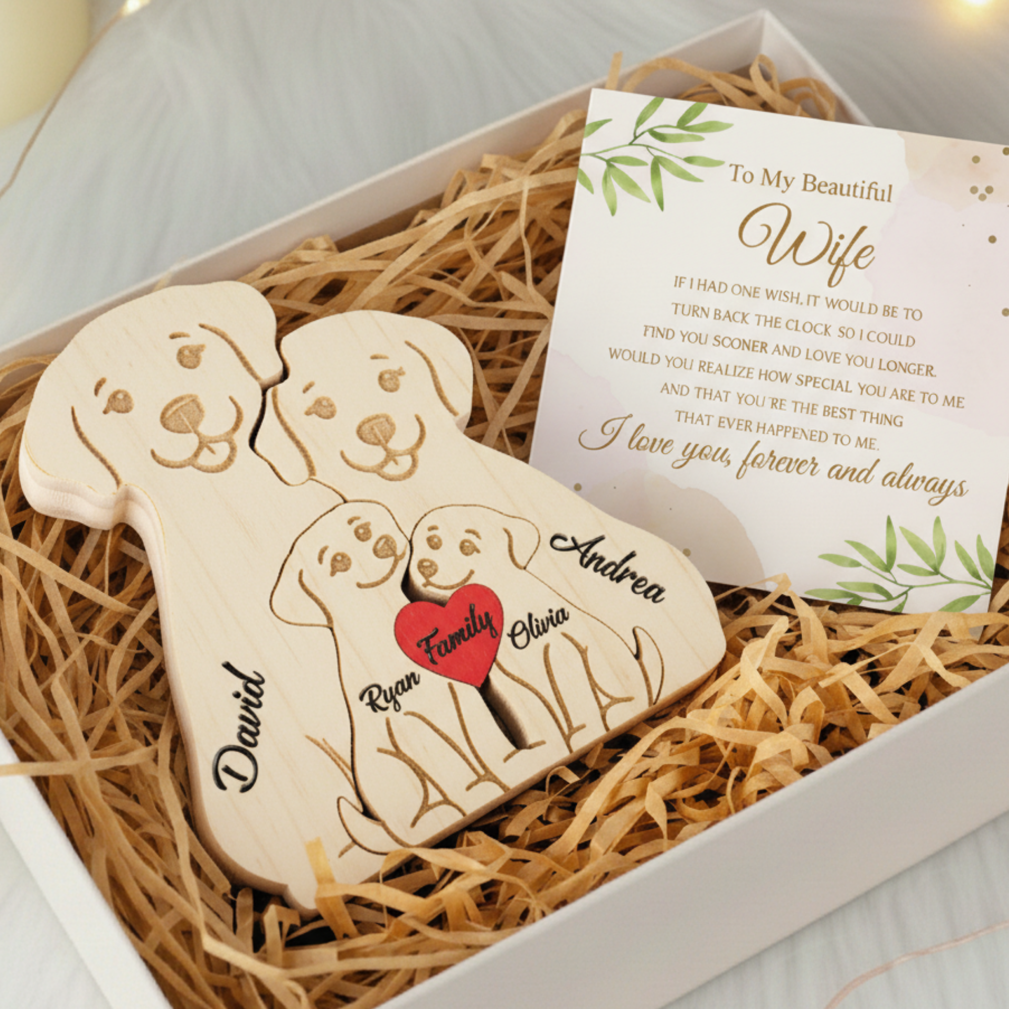 Personalized Dog 4 Pieces Family Edition Custom Wooden Puzzle