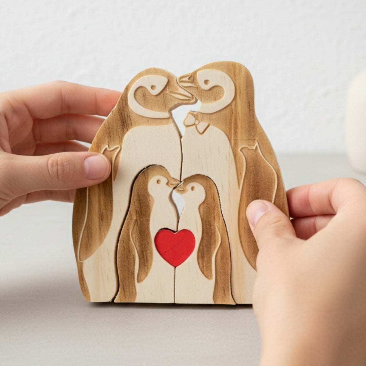 Personalized Penguin Family 5 Puzzle Custom Wooden Puzzle