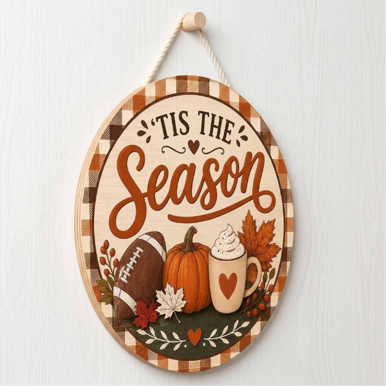 Fall Porch Decor, Pumpkins Vase Hello Fall Wooden Fall Door Hanger,  Front Door Sign, Farmhouse Fall Decor