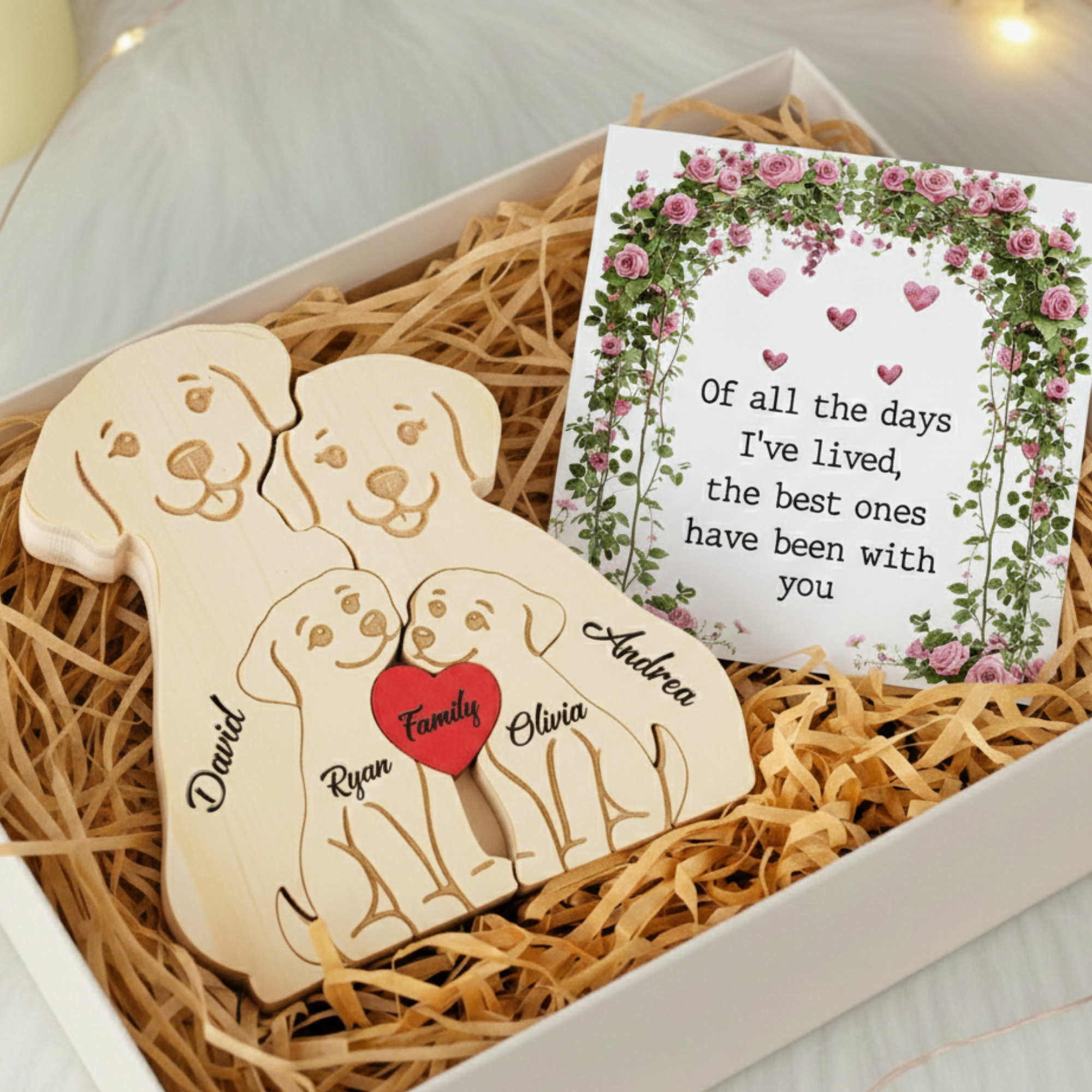 Personalized Dog 4 Pieces Family Edition Custom Wooden Puzzle