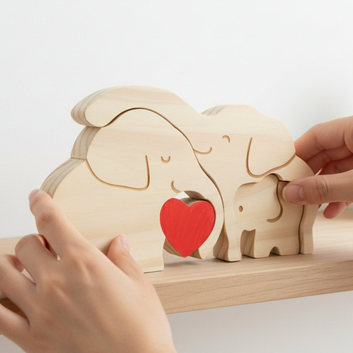 Personalized Elephant Family 3 Puzzle Custom Wooden Puzzle