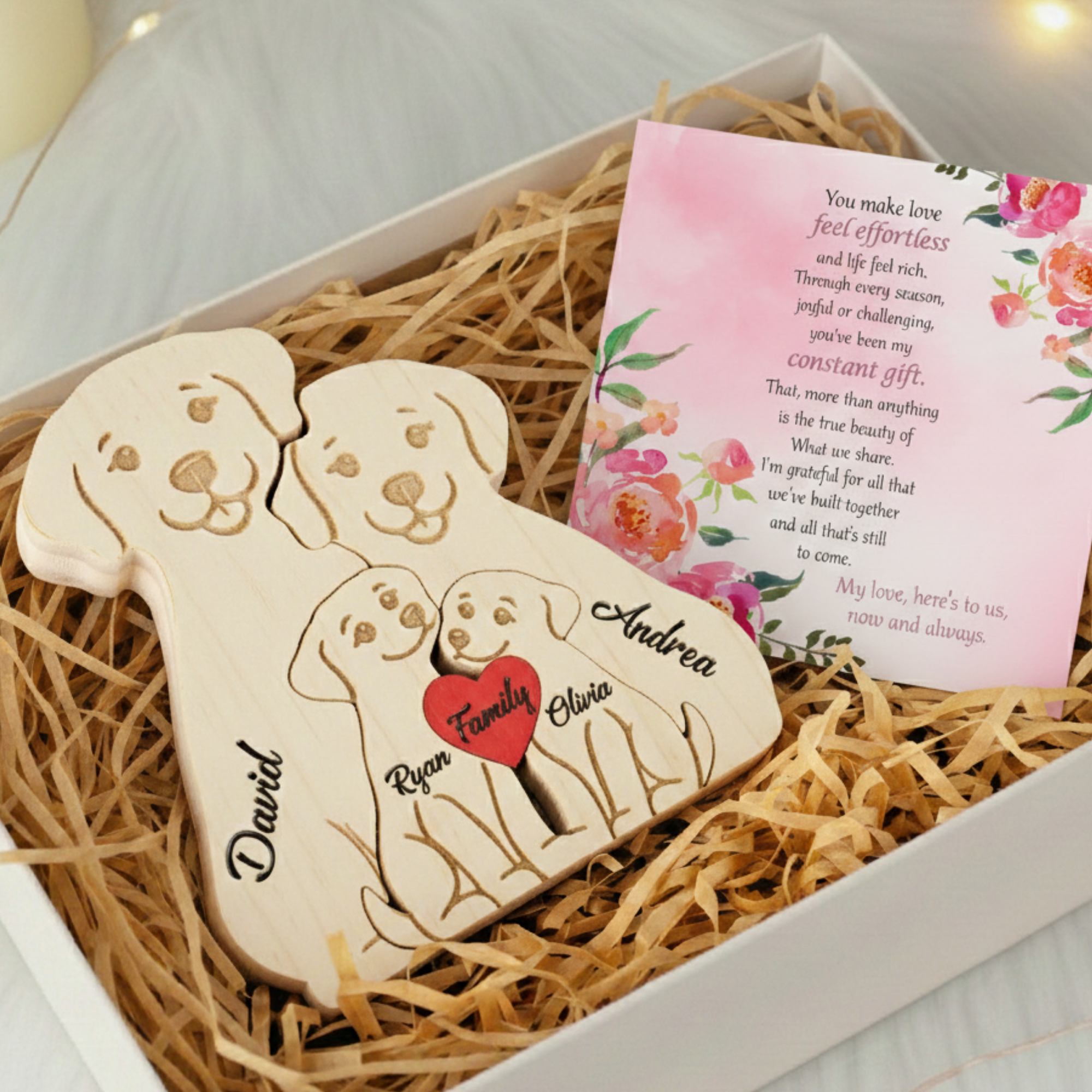 Personalized Dog 4 Pieces Family Edition Custom Wooden Puzzle