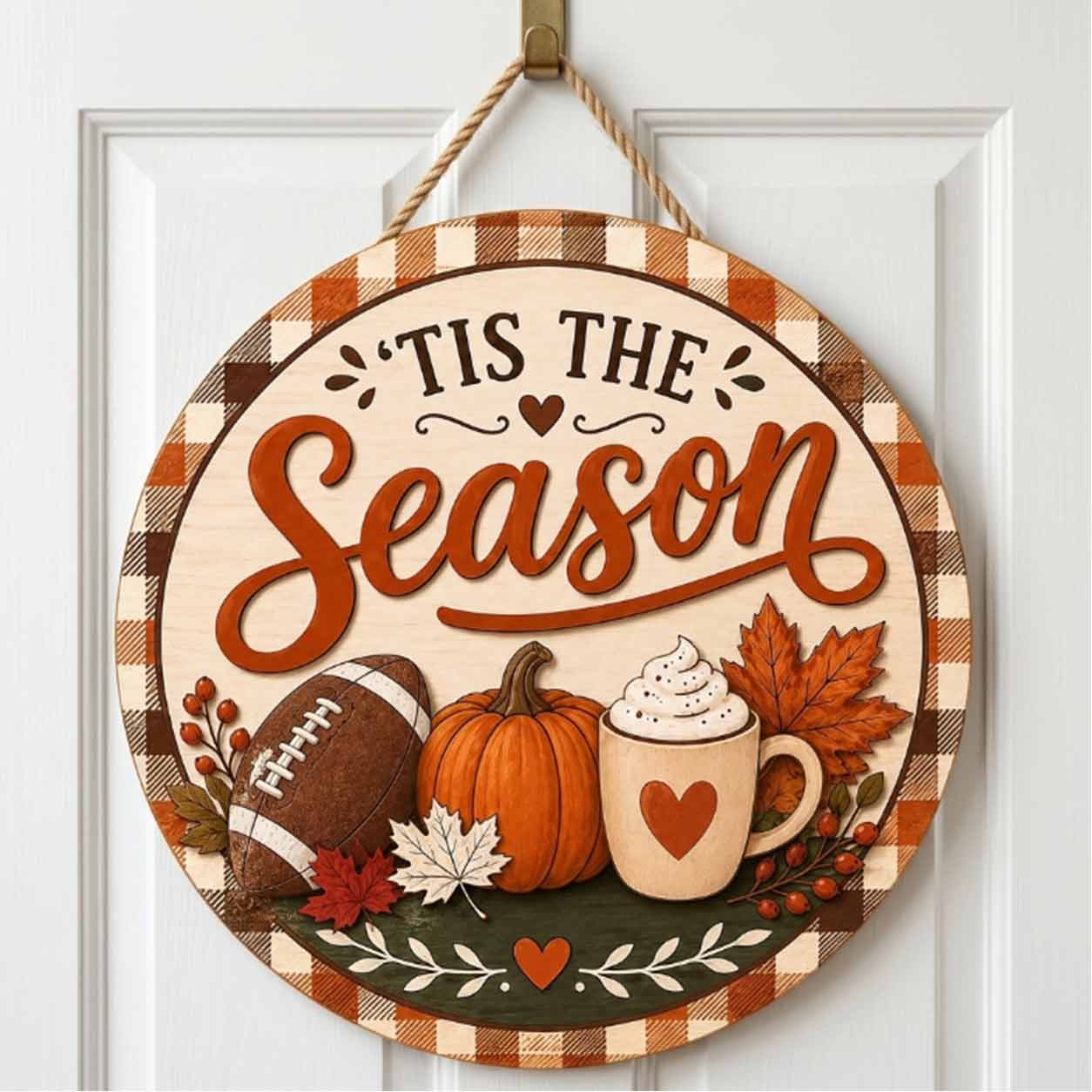 Fall Porch Decor, Pumpkins Vase Hello Fall Wooden Fall Door Hanger,  Front Door Sign, Farmhouse Fall Decor