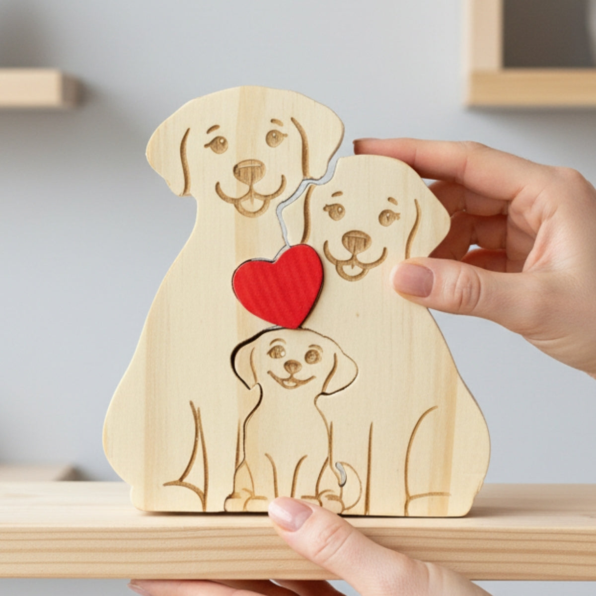Personalized Dog Family 3 Puzzle Custom Wooden Puzzle