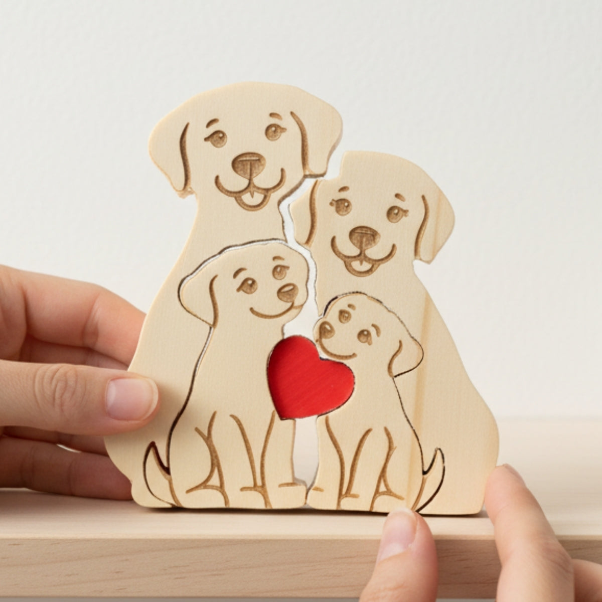 Personalized Dog Family 4 Puzzle Custom Wooden Puzzle