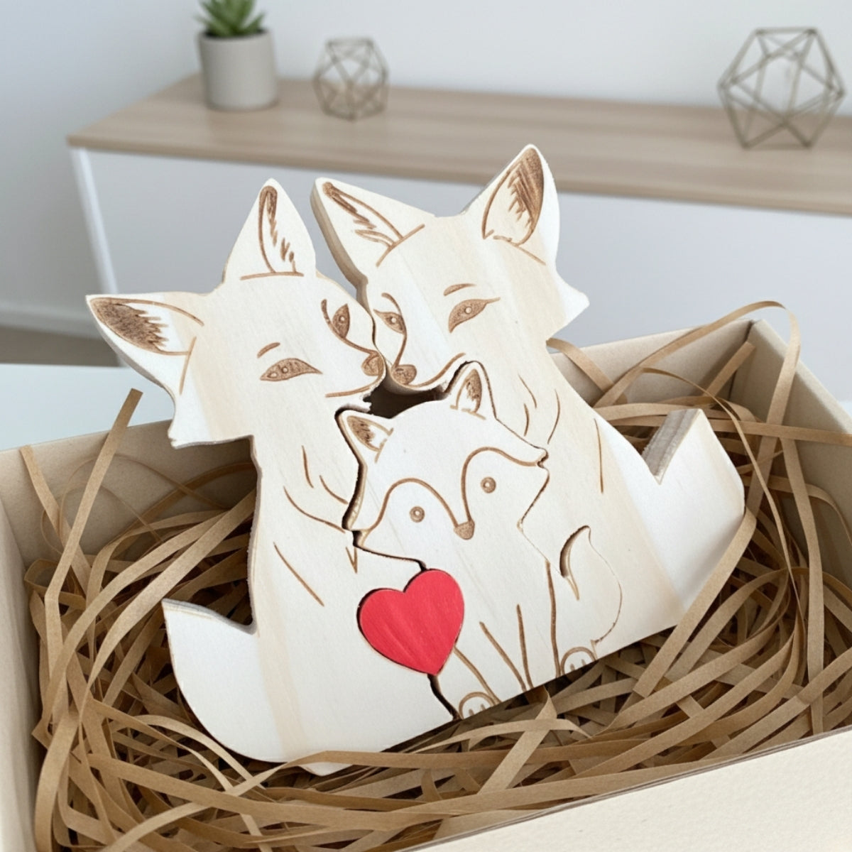 Personalized Fox Family 3 Puzzle Custom Wooden Puzzle