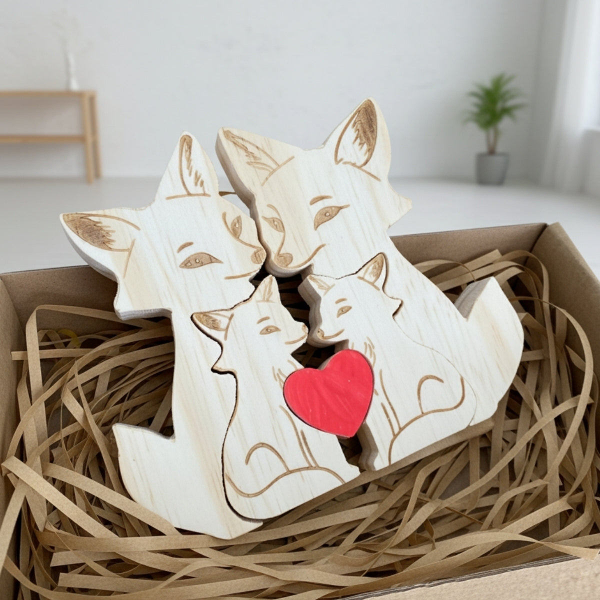 Personalized Fox Family 4 Puzzle Custom Wooden Puzzle