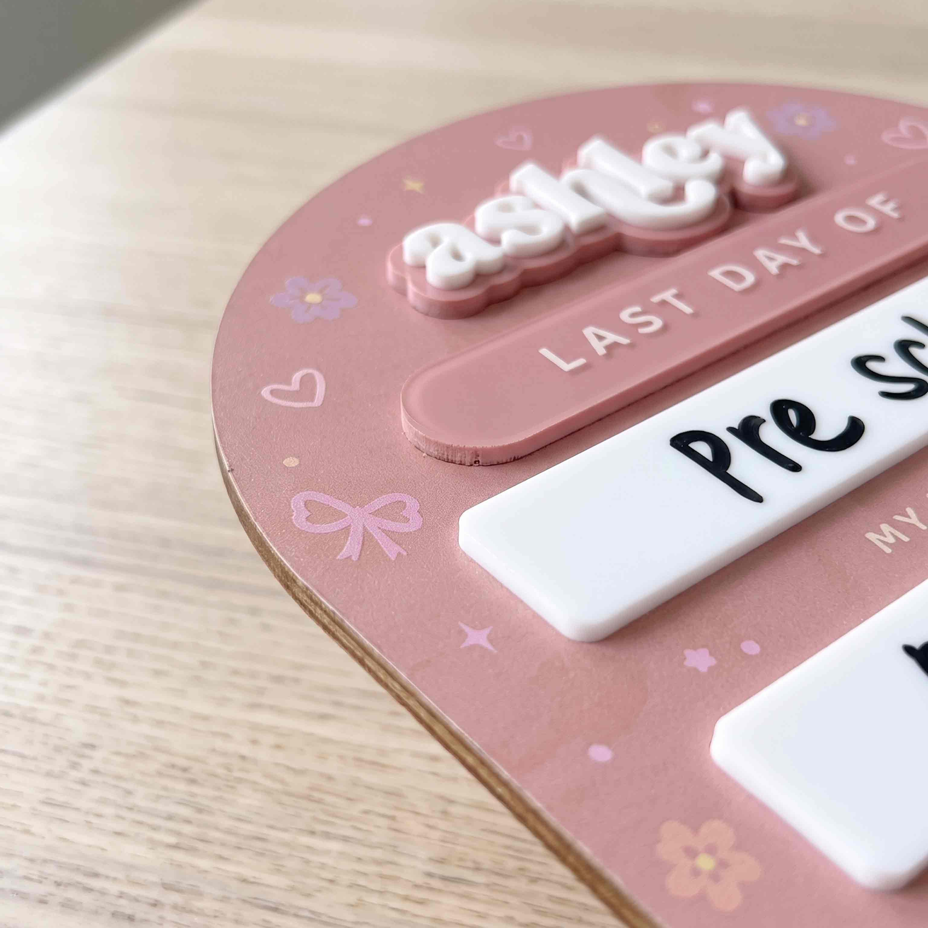 Personalized Blush Coquette First & Last Day School Board, Reusable Dry Erase Board, Back to School Sign