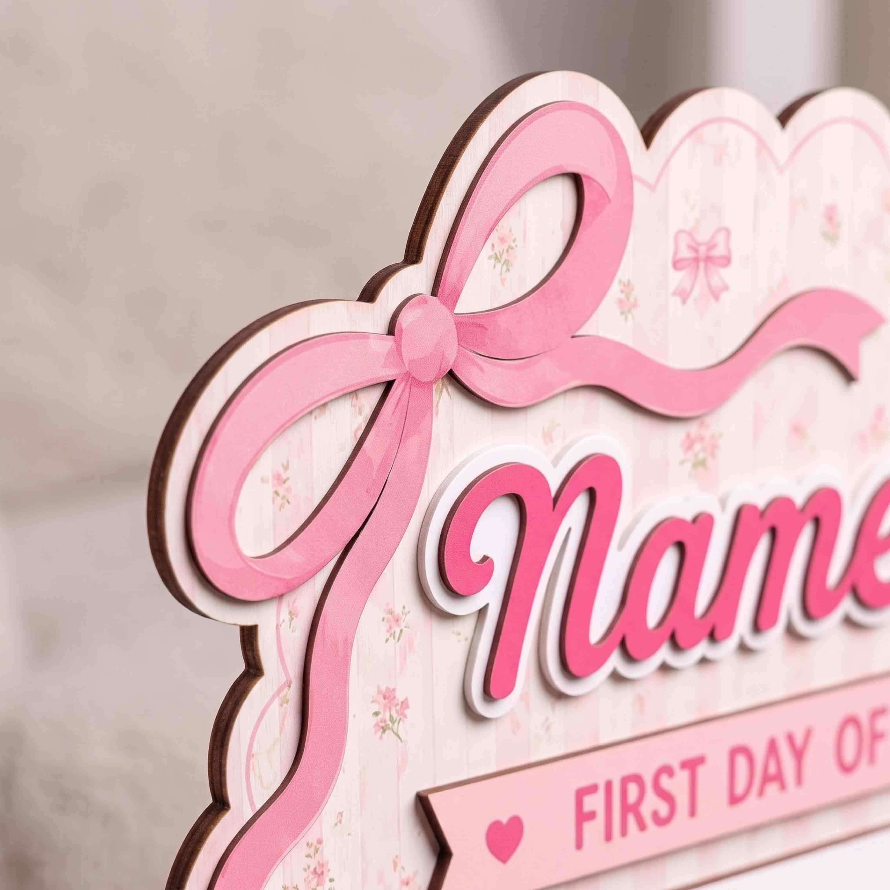 Personalized Sweet Coquette Theme First & Last Day School Sign, Reusable Dry Erase Board, Back to School Sign