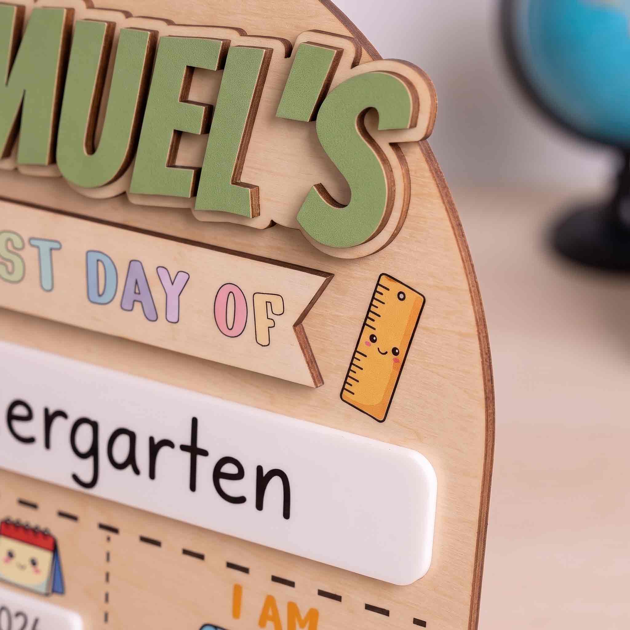 Personalized Cute Learning First & Last Day School Sign, Reusable Dry Erase Board, Back to School Sign