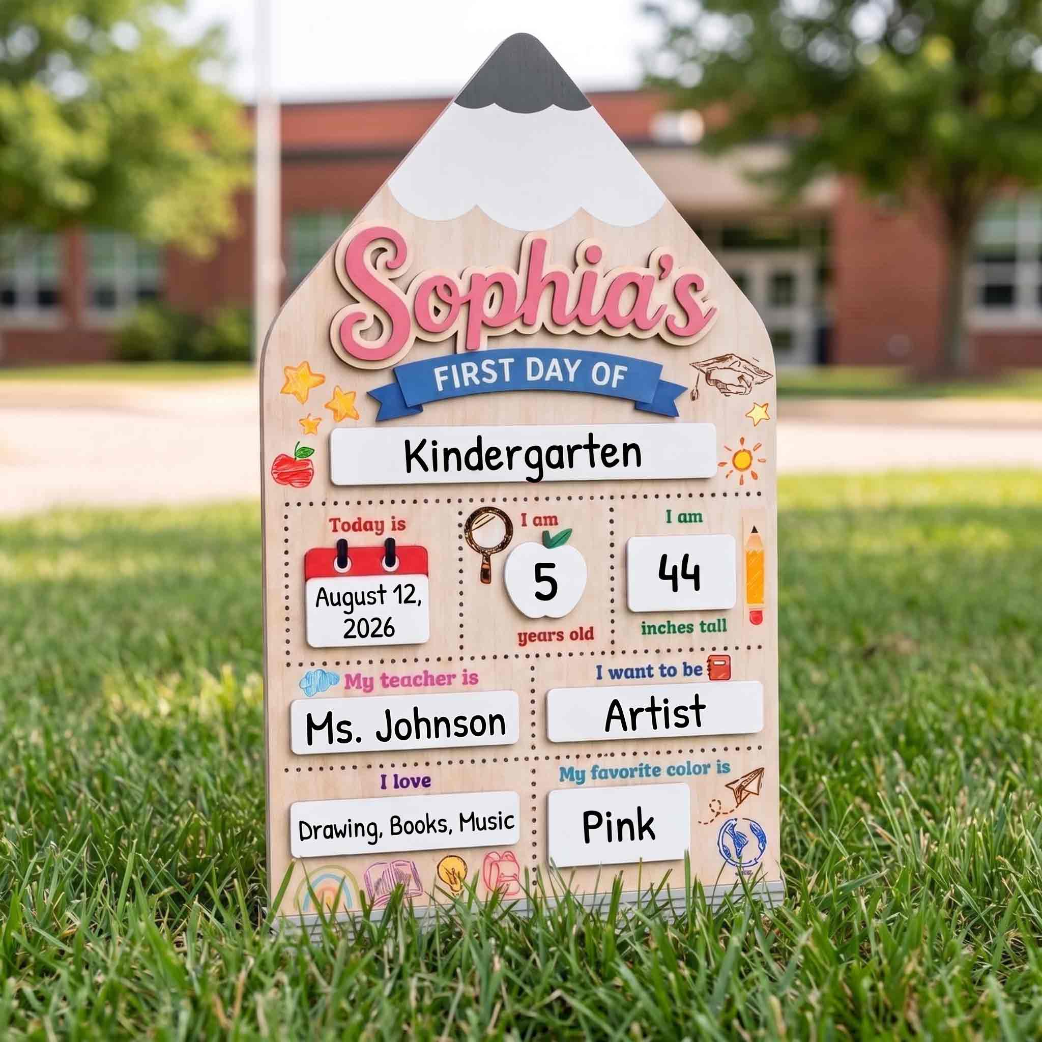 Personalized Giant Pencil First Day School Board, Reusable Dry Erase Board, Back to School Sign