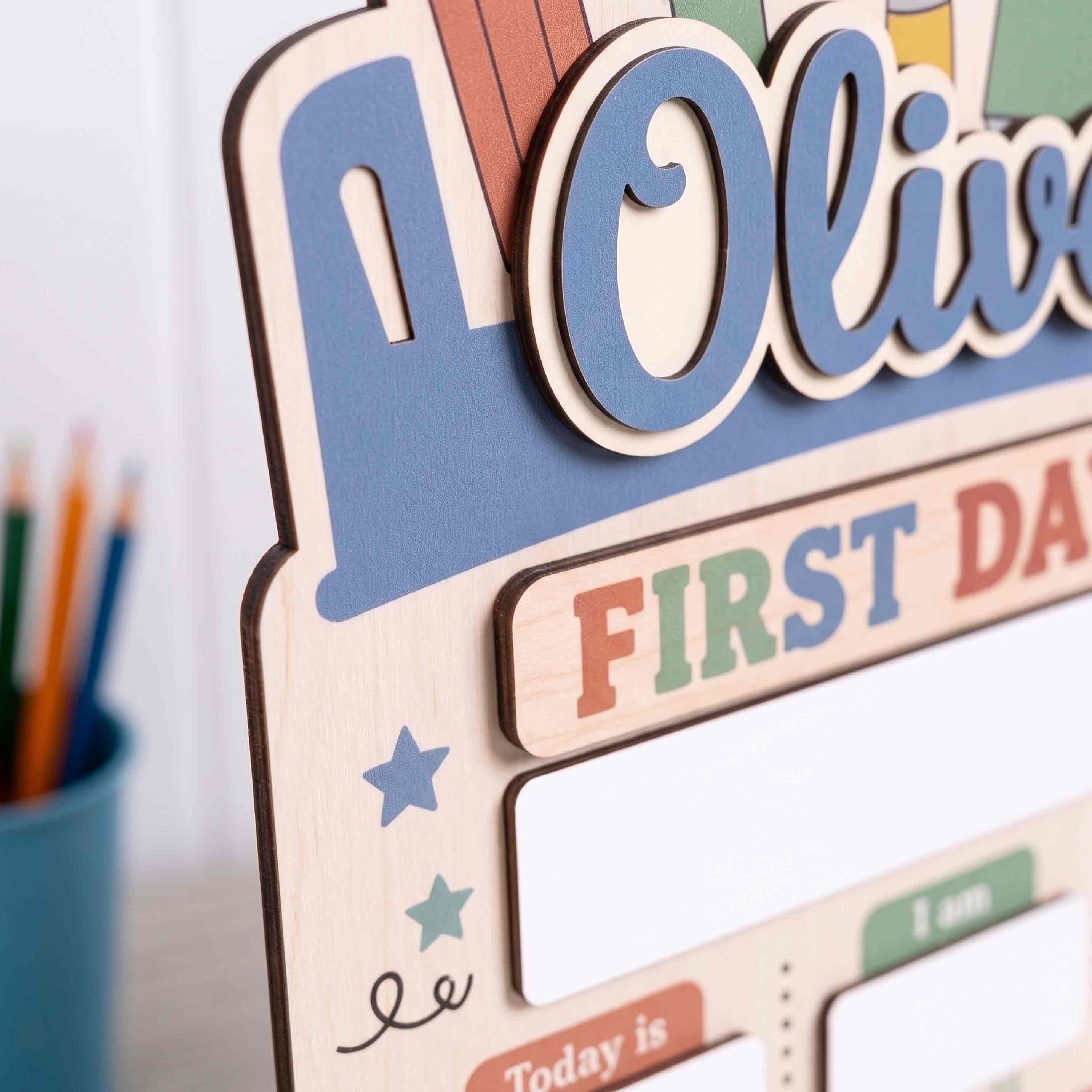 Personalized School Supplies First Day School Board, Custom Name School Sign