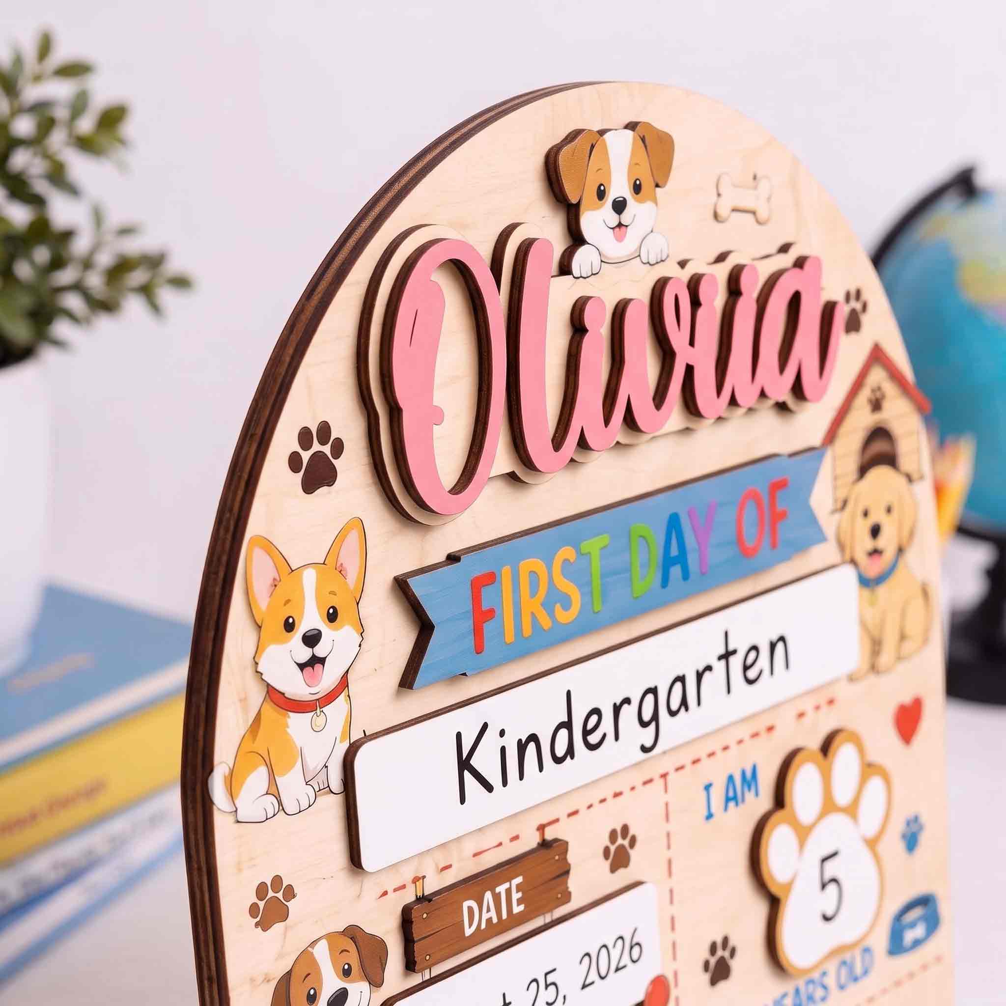 Personalized Dog Lover First & Last Day School Sign, Reusable Dry Erase Board, Back to School Sign