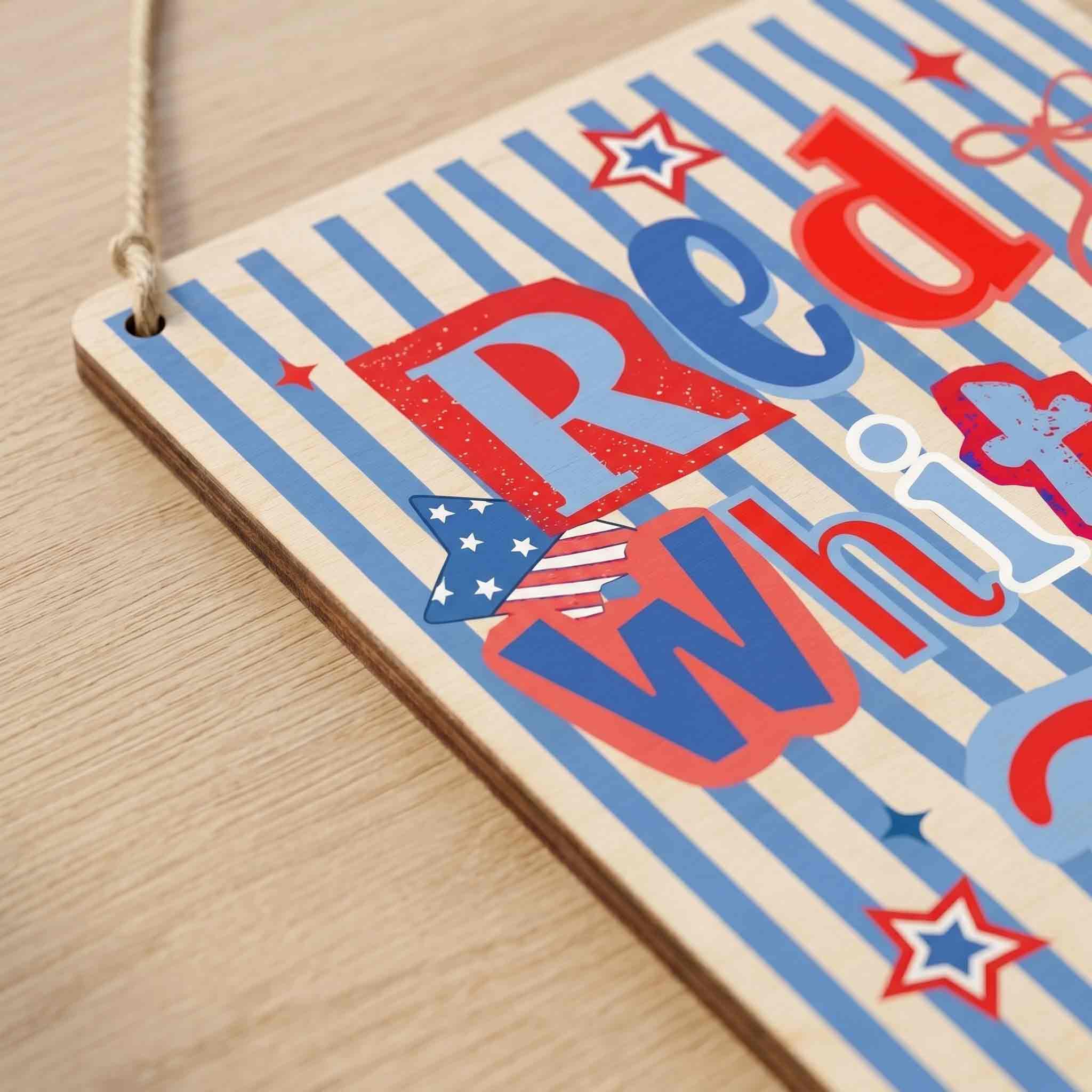Red White & 250 American Pride Celebration Decor Wooden Sign