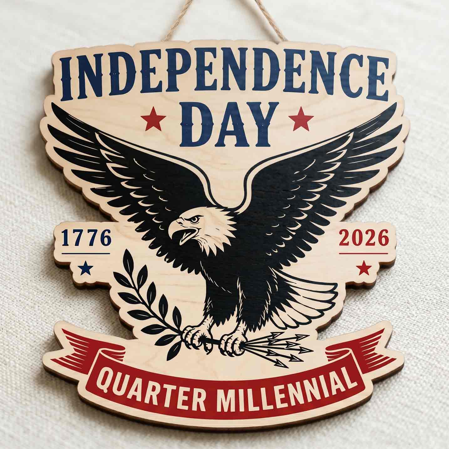 America 250 Independence Day Quarter Millennial Wooden Sign 1776-2026