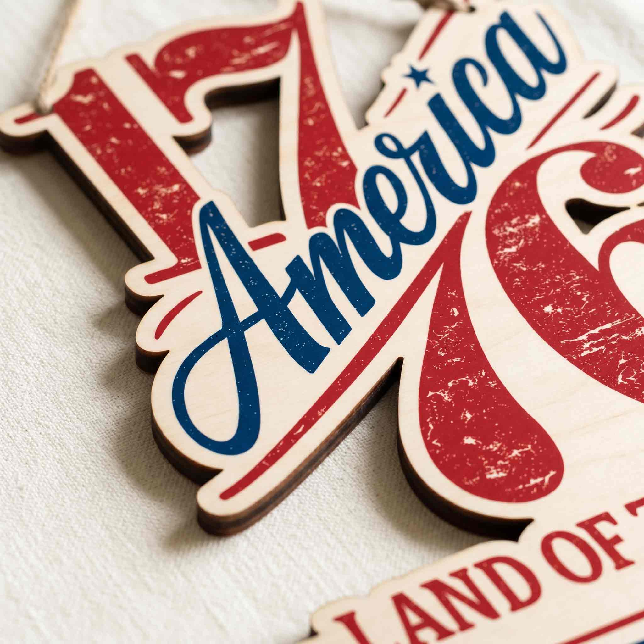 America 76 Wooden Sign Land Of The Free Patriotic Decor 1776 2026