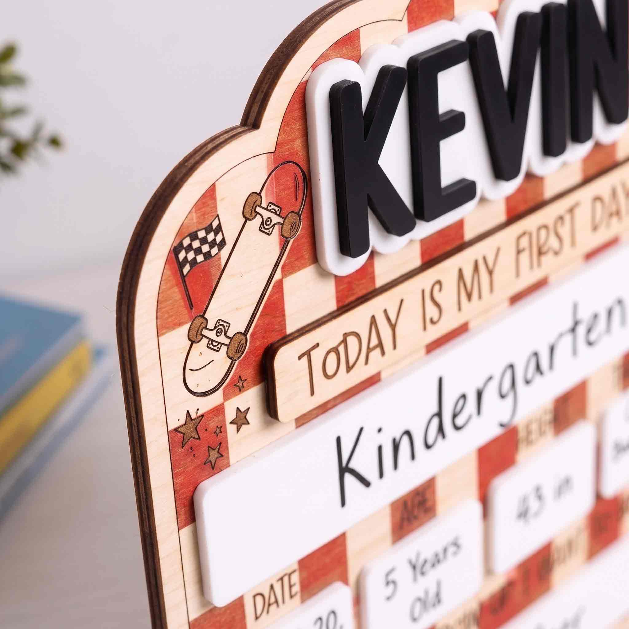 Personalized Red Gingham First & Last Day School Board, Reusable Dry Erase Board, Back to School Sign