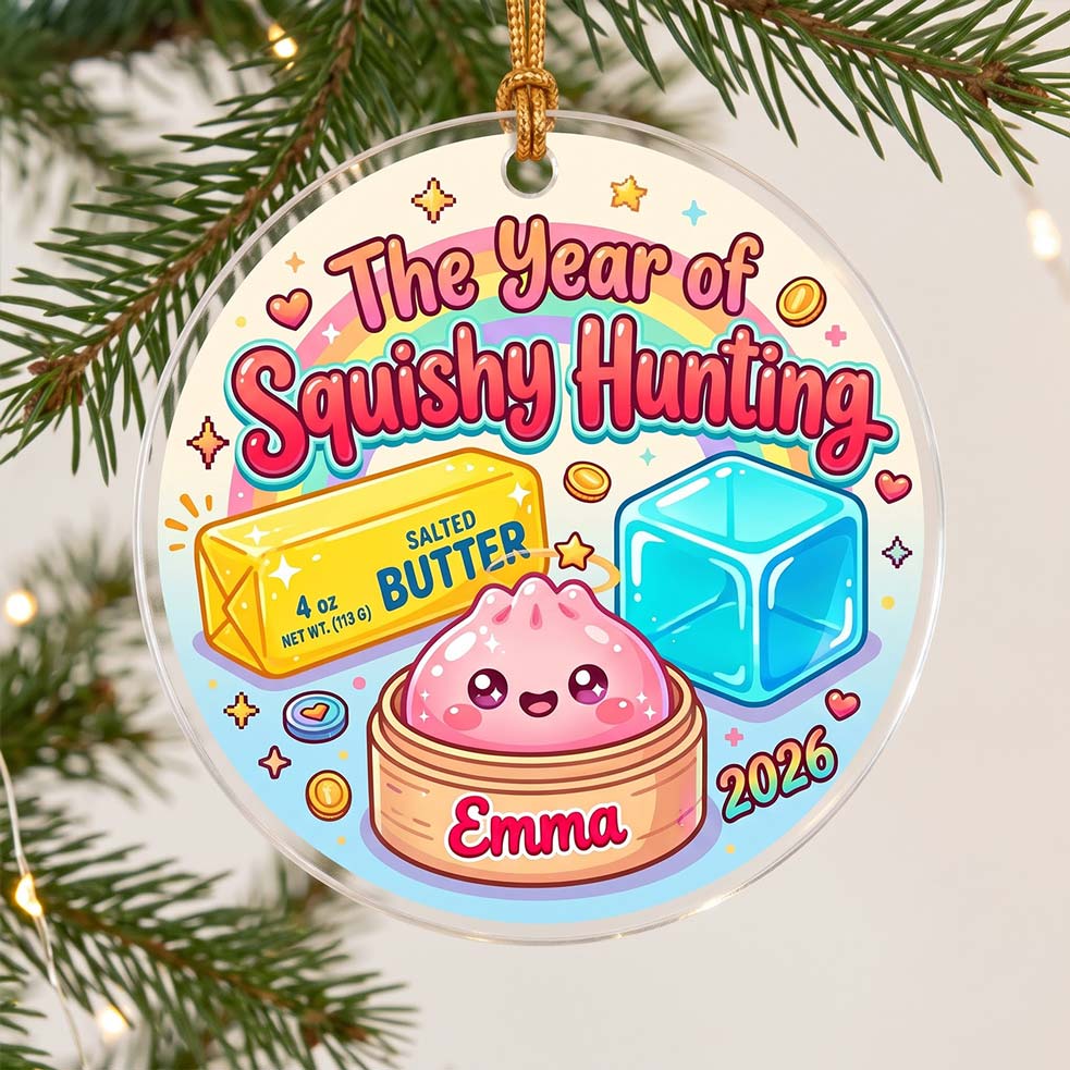 Colorful Squishy Hunting Butter Ice Cube Custom Name Date Acrylic Christmas Ornament Squishy