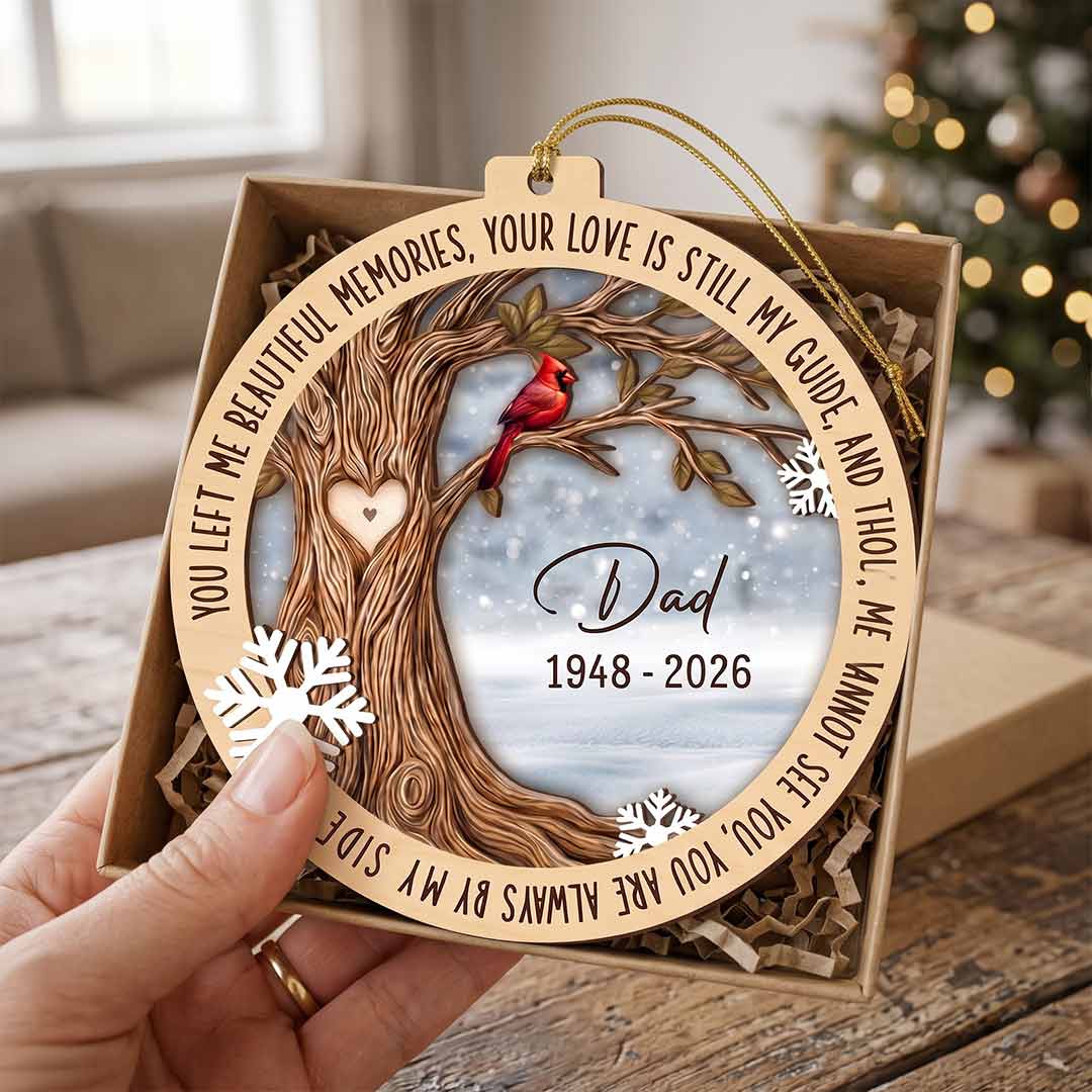 Your Love Is Still My Guide Cardinal Keepsake Personalized Custom Name Date Memorial 1-Layer Wooden Christmas Ornament for Loss of Loved One