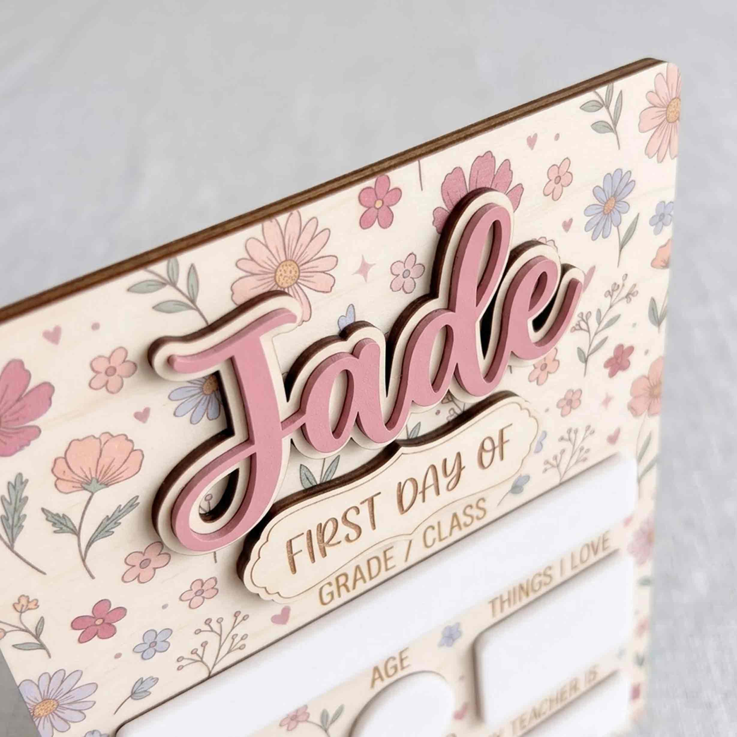 Personalized Vintage Floral First & Last Day School Sign, Reusable Dry Erase Board, Back to School Sign