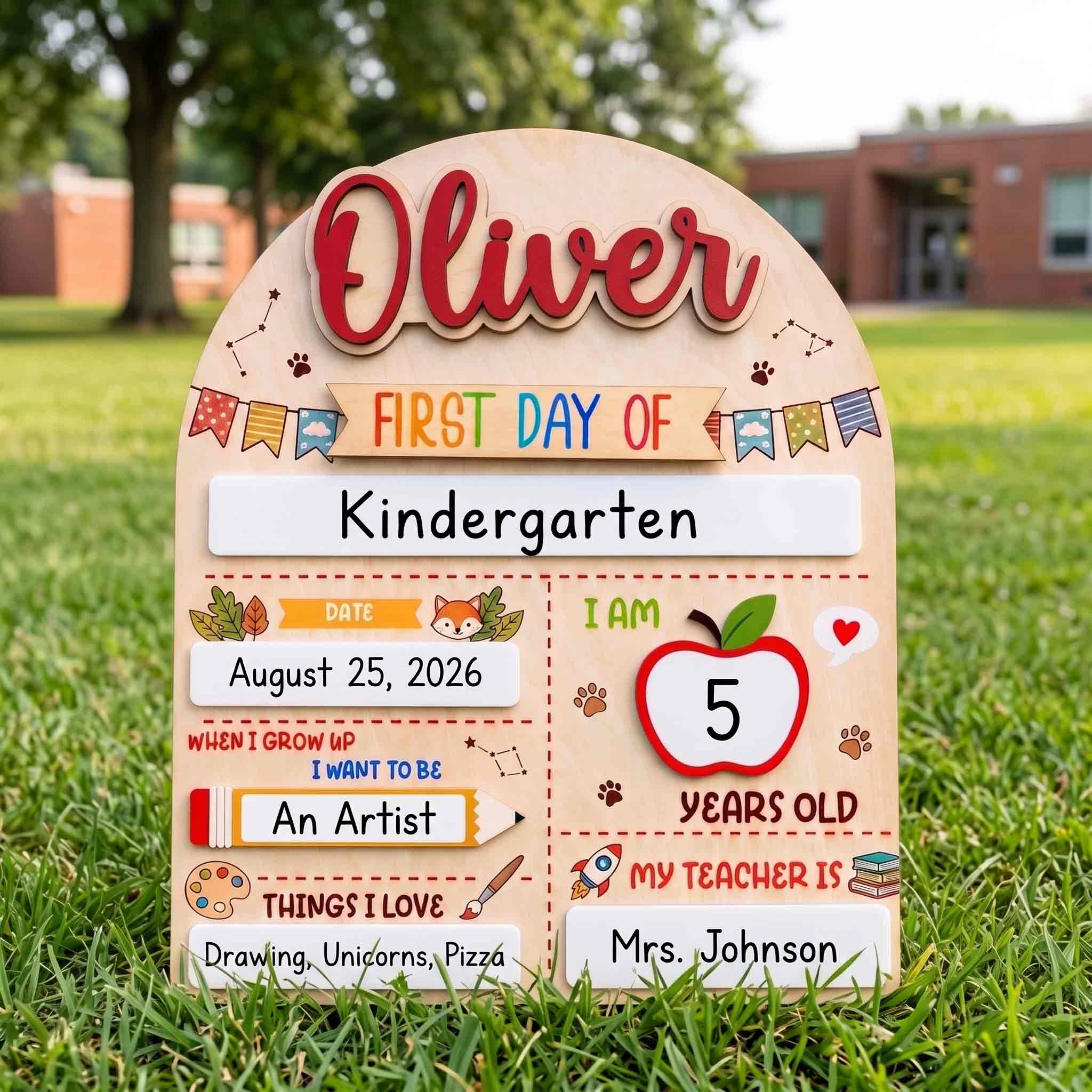 Personalized School Celebration First & Last Day School Sign, Reusable Dry Erase Board, Back to School Sign