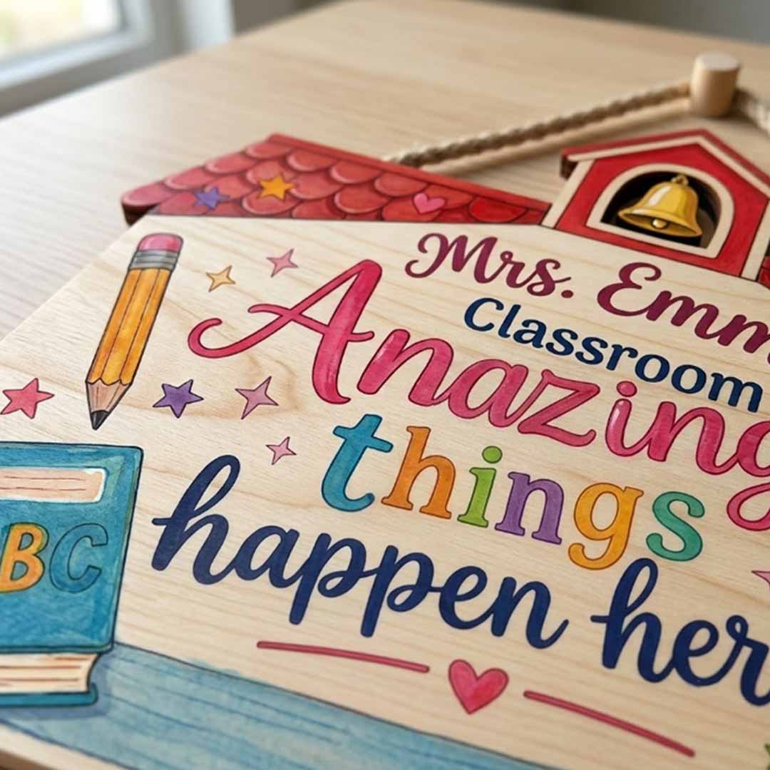 Personalized Teacher Name Wooden Sign Door Hanger Unique Welcome Classroom  Wooden Classroom Decor, Back to School Sign