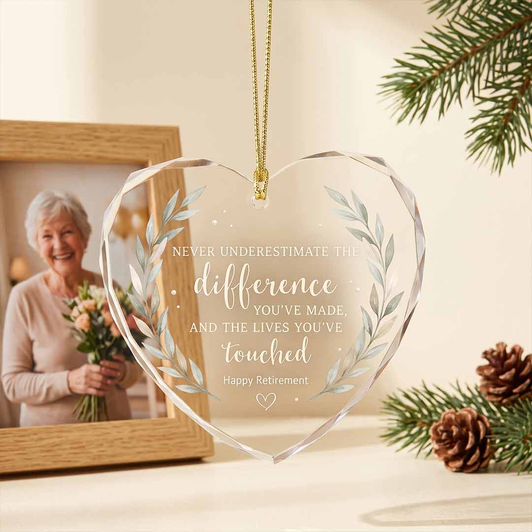 Never Underestimate The Difference You've Made Happy Retirement Retirement Gift Heart Glass Christmas Ornament