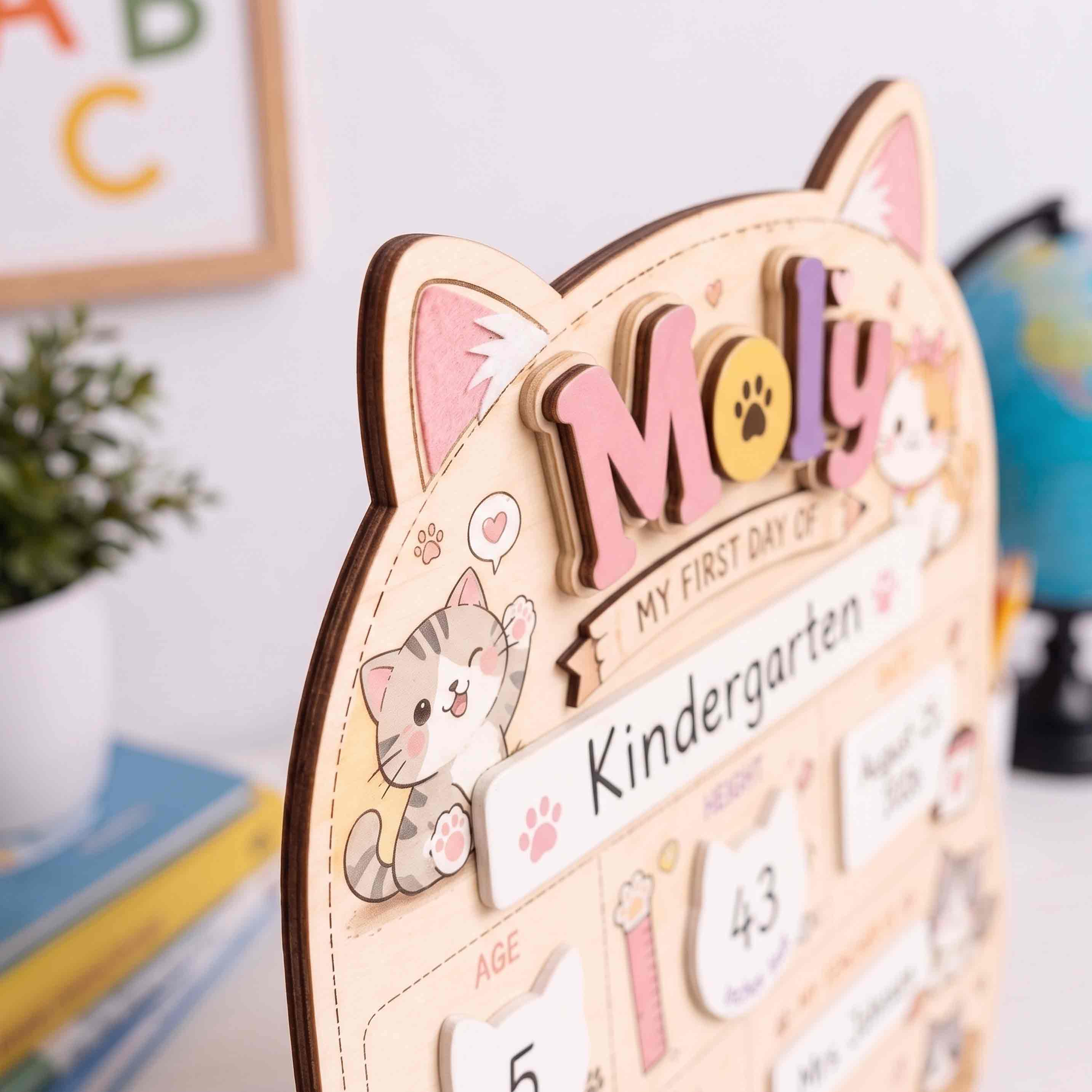 Personalized Cat Lover First & Last Day School Board, Reusable Dry Erase Board, Back to School Sign