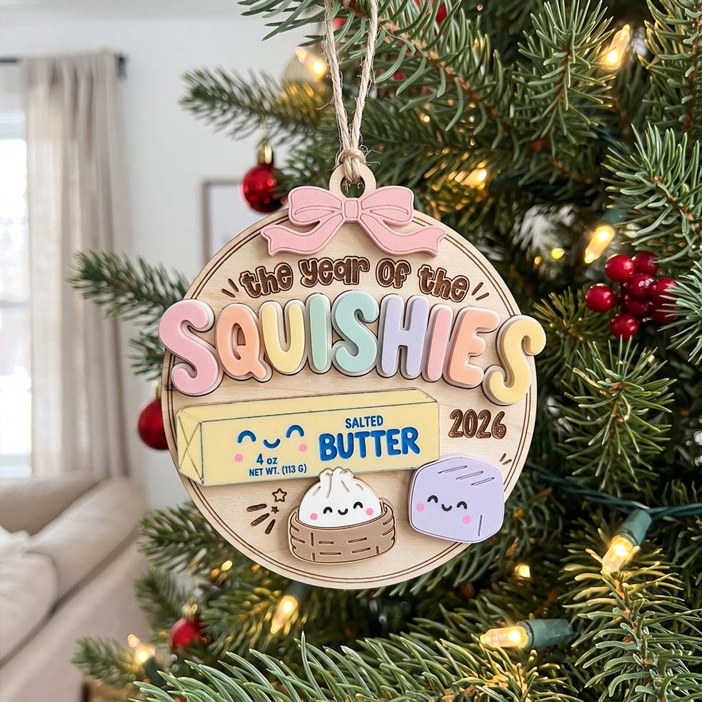 The Year of Squishies 2026 2-Layer Wooden Christmas Ornament Squishy Collector Keepsake Gift