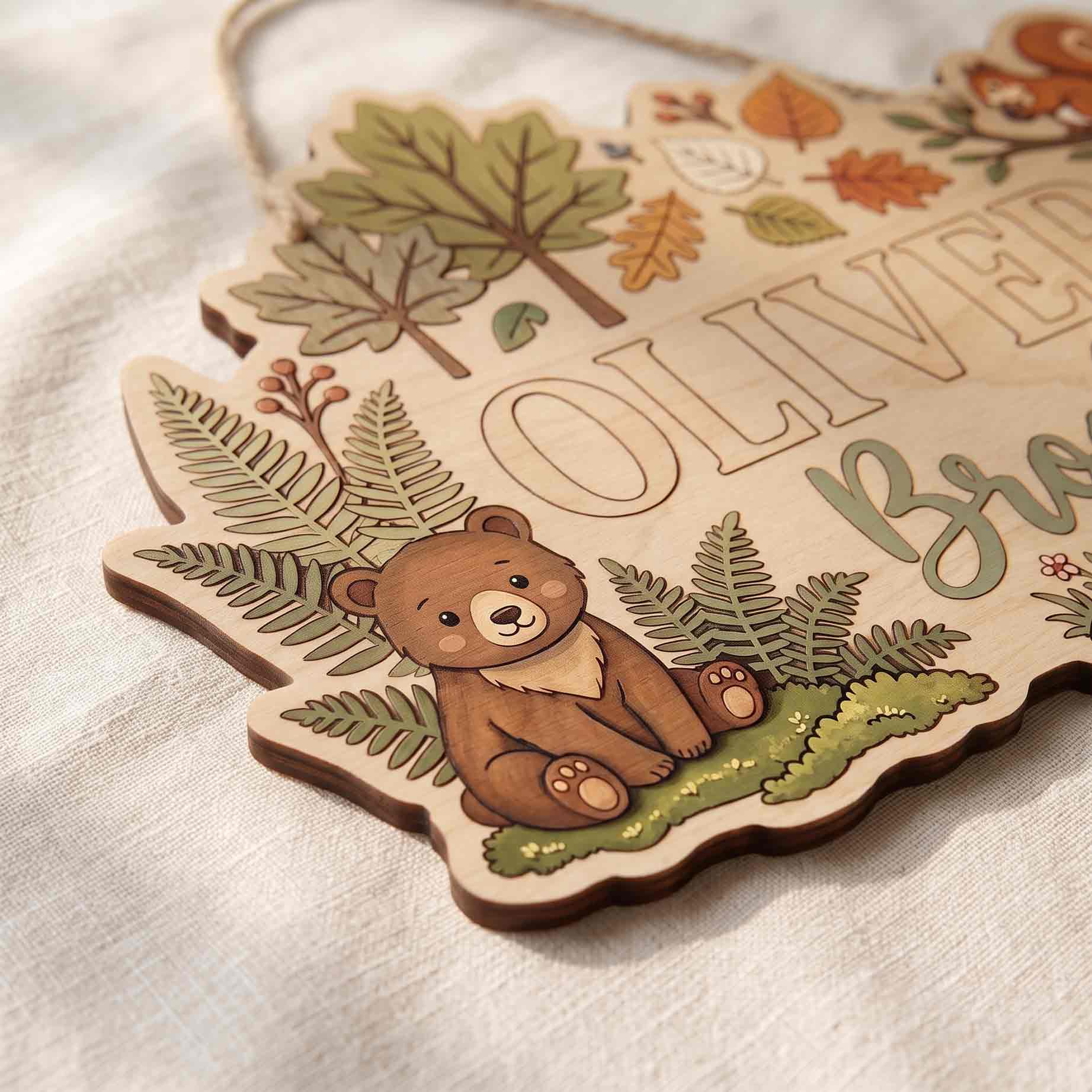 Personalized Forest Animals Baby Name Wooden Sign