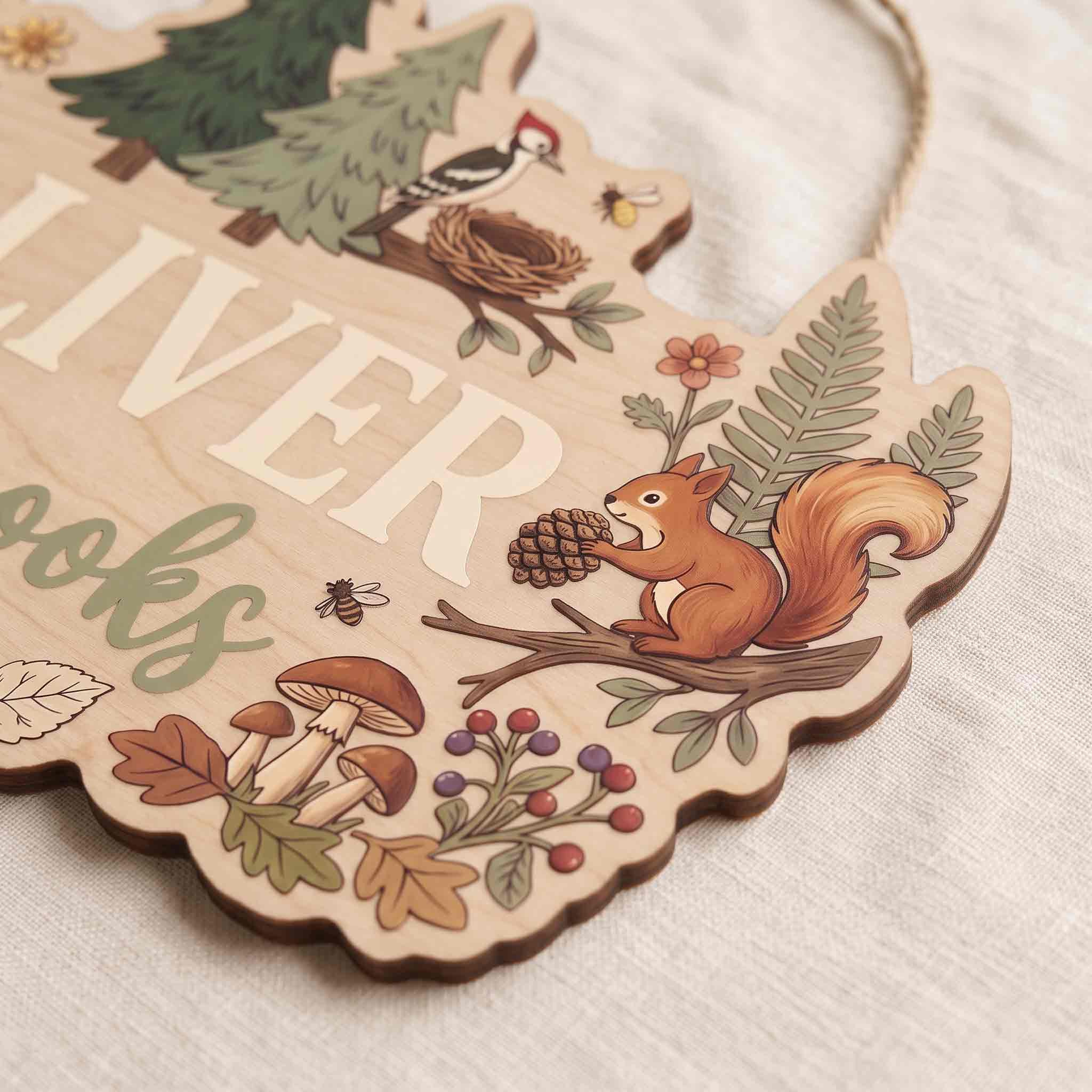 Personalized Woodland Animals Name Wooden Sign