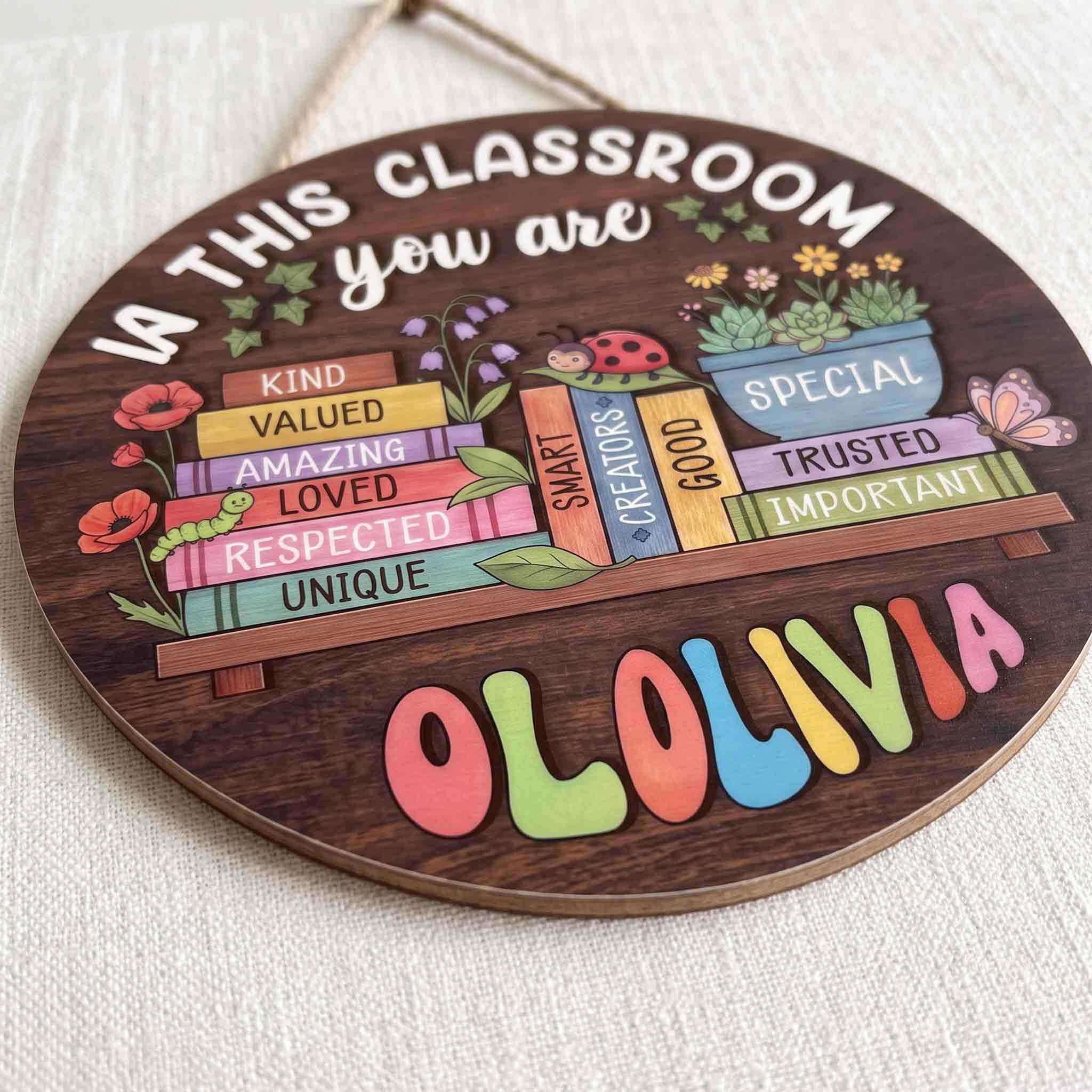 Personalized Teacher Name Classroom Door Hanger, In This Classroom You Are Wooden School Sign, Inspirational Classroom Decor