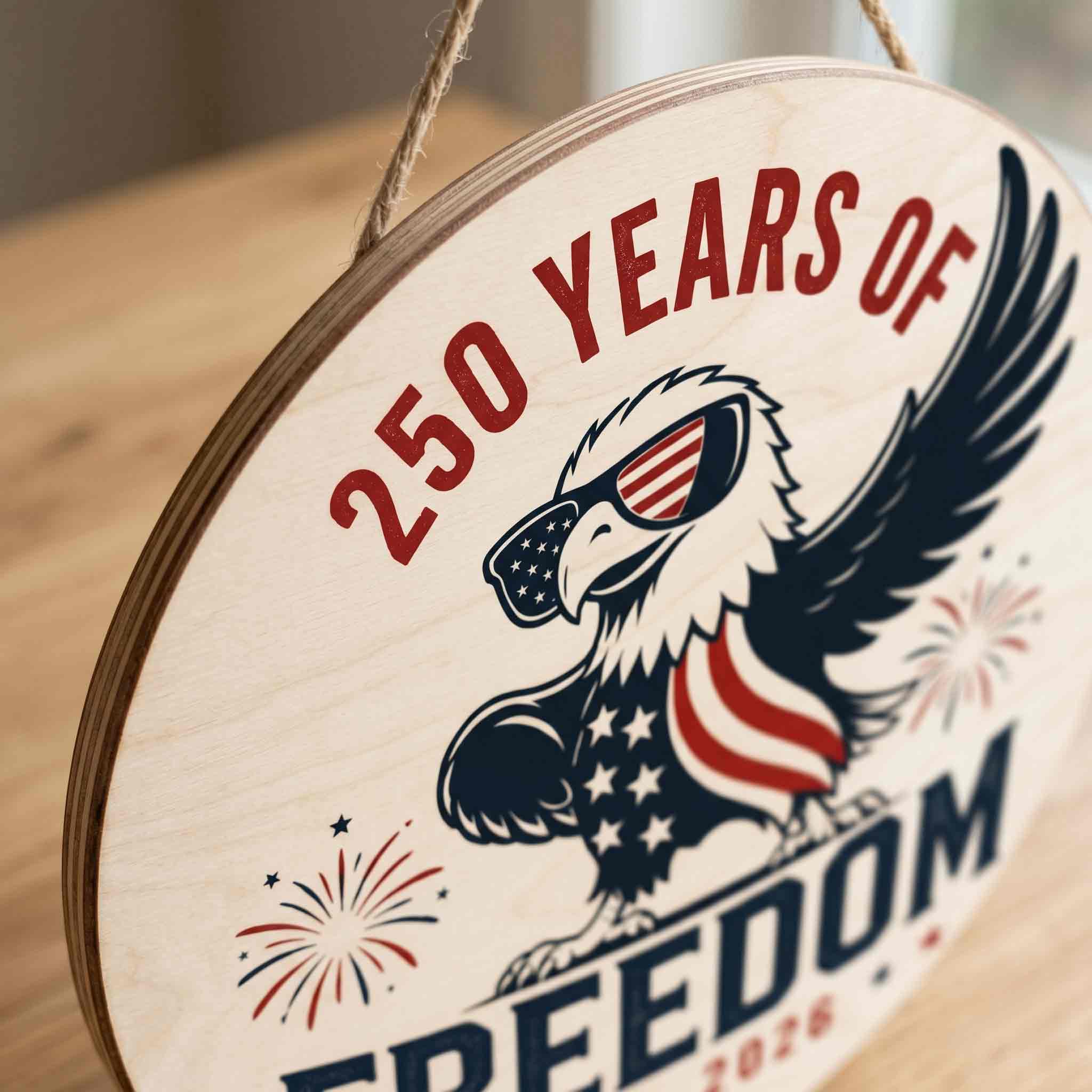 250 Years Of Freedom Wooden Sign Patriotic USA Decor 1776 2026