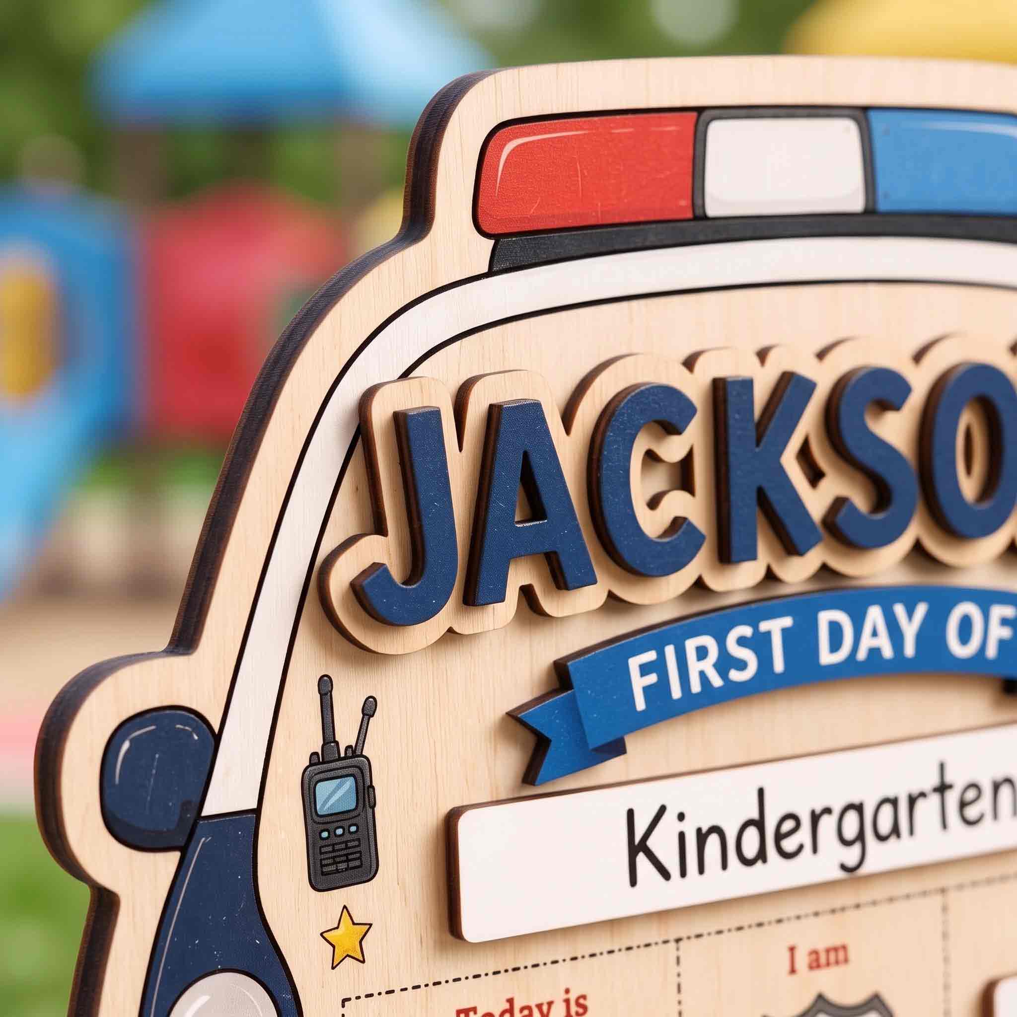 Personalized Police Car Theme First & Last Day School Sign, Reusable Dry Erase Board, Back to School Sign