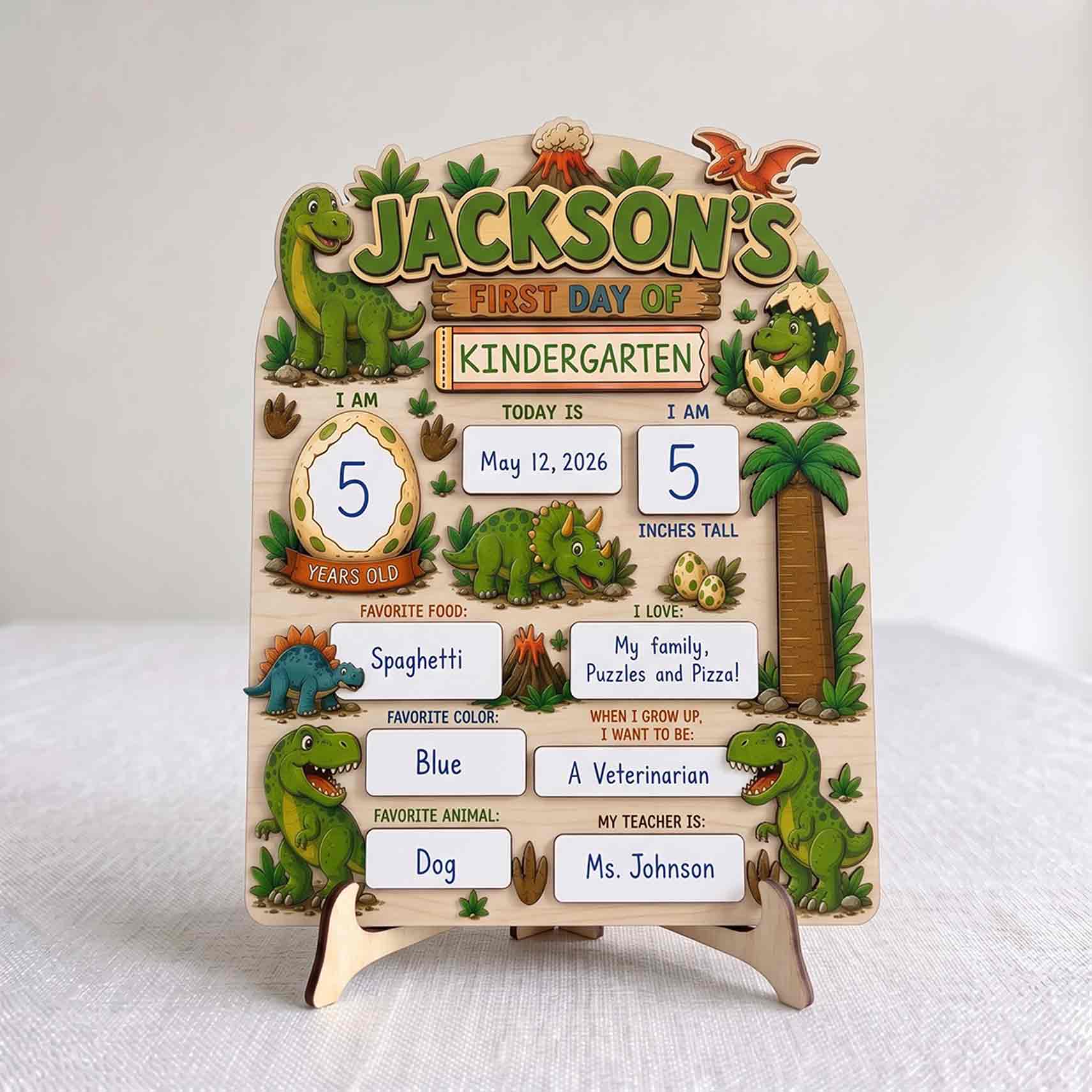 Personalized Prehistoric Jungle Adventure First & Last Day School Sign, Reusable Dry Erase Board, Back to School Sign