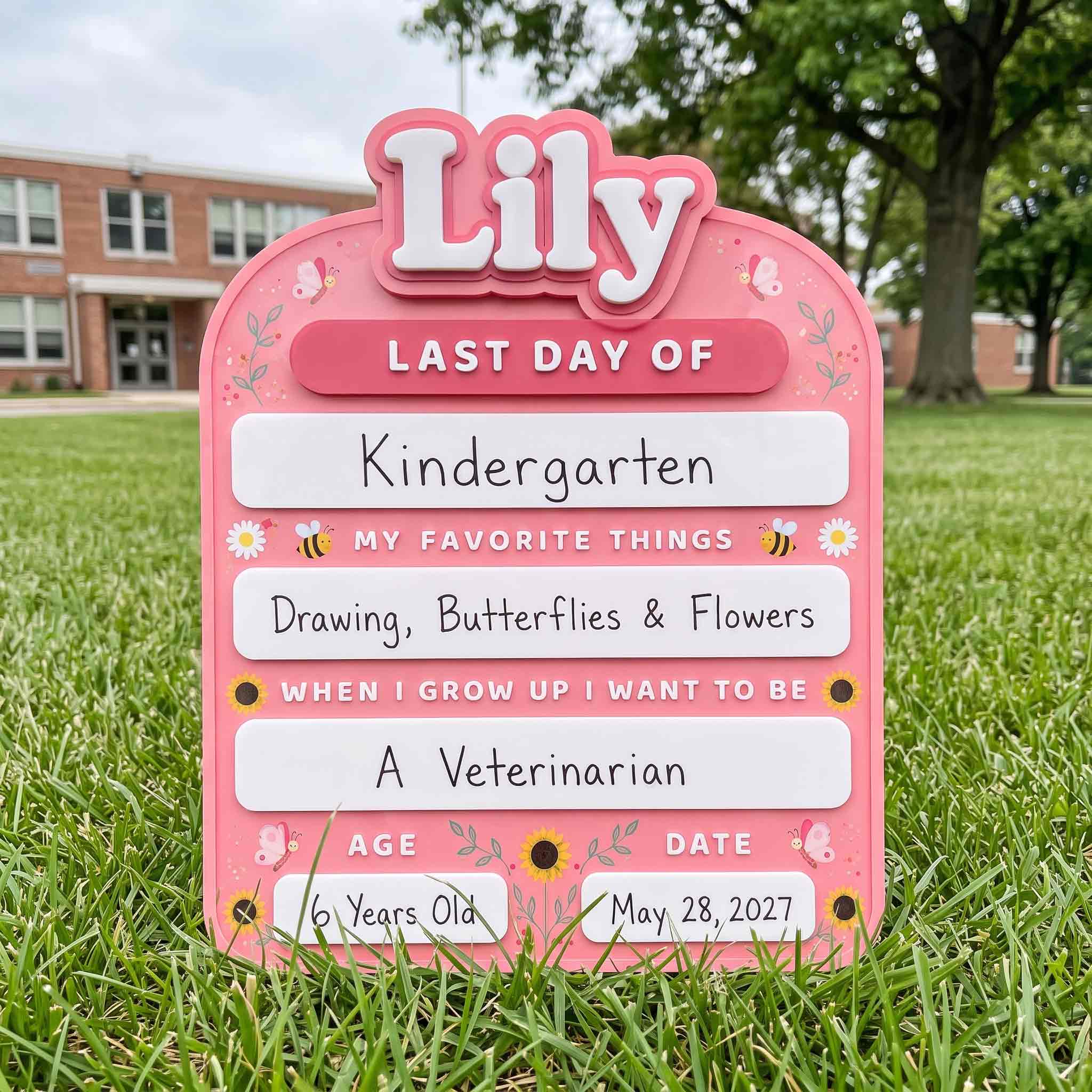 Personalized Butterfly Garden First & Last Day School Board, Reusable Dry Erase Board, Back to School Sign