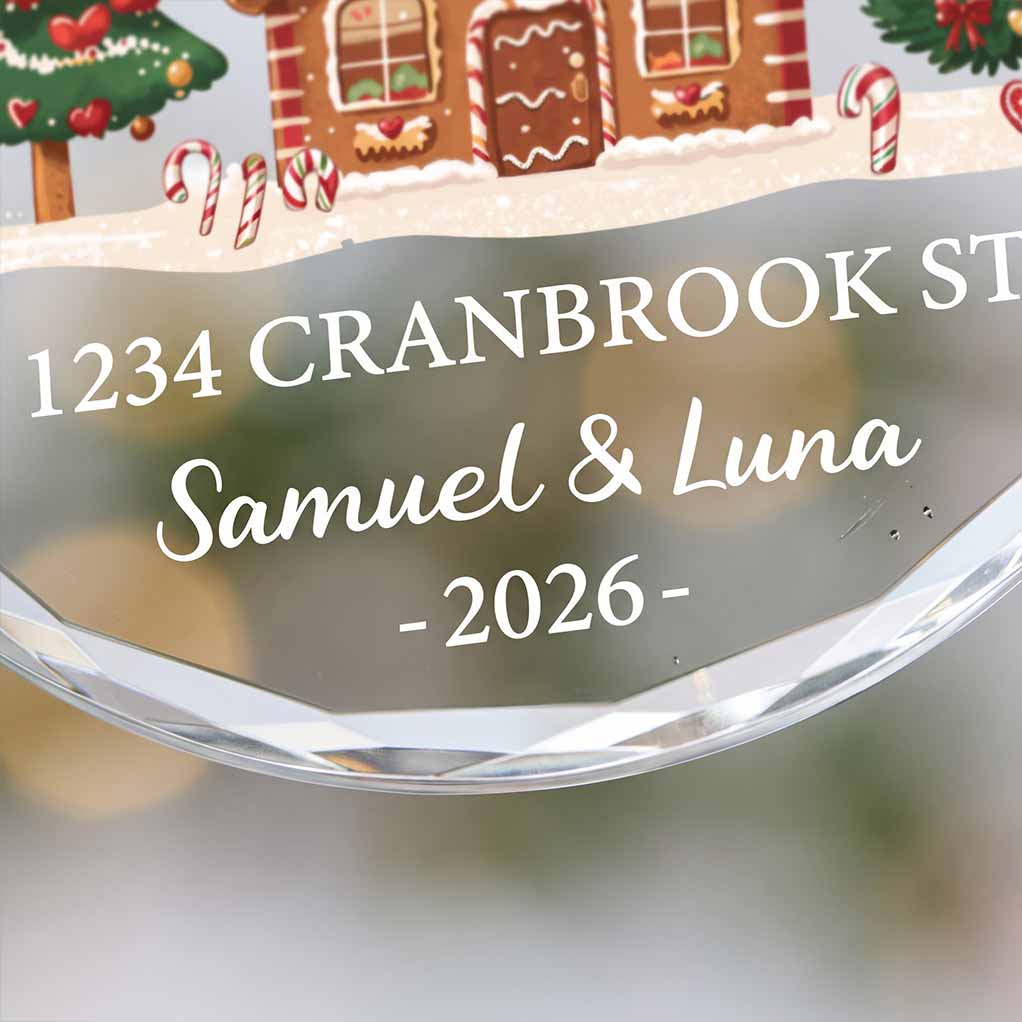 First Christmas at Our New Home 2026 Housewarming Keepsake Personalized Custom Name Date New Home Round Glass Christmas Ornament for New Homeowners